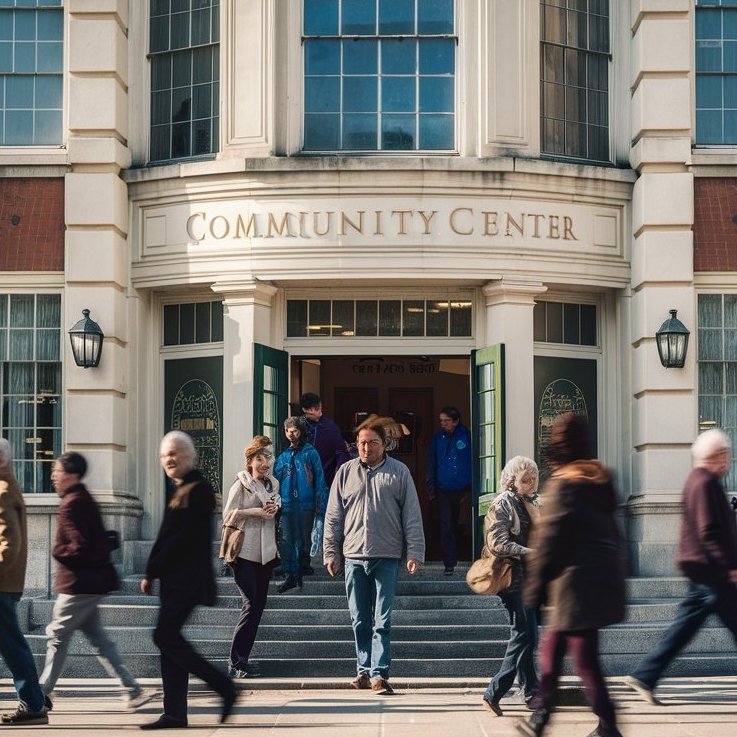 A busy community center building | Source: Midjourney