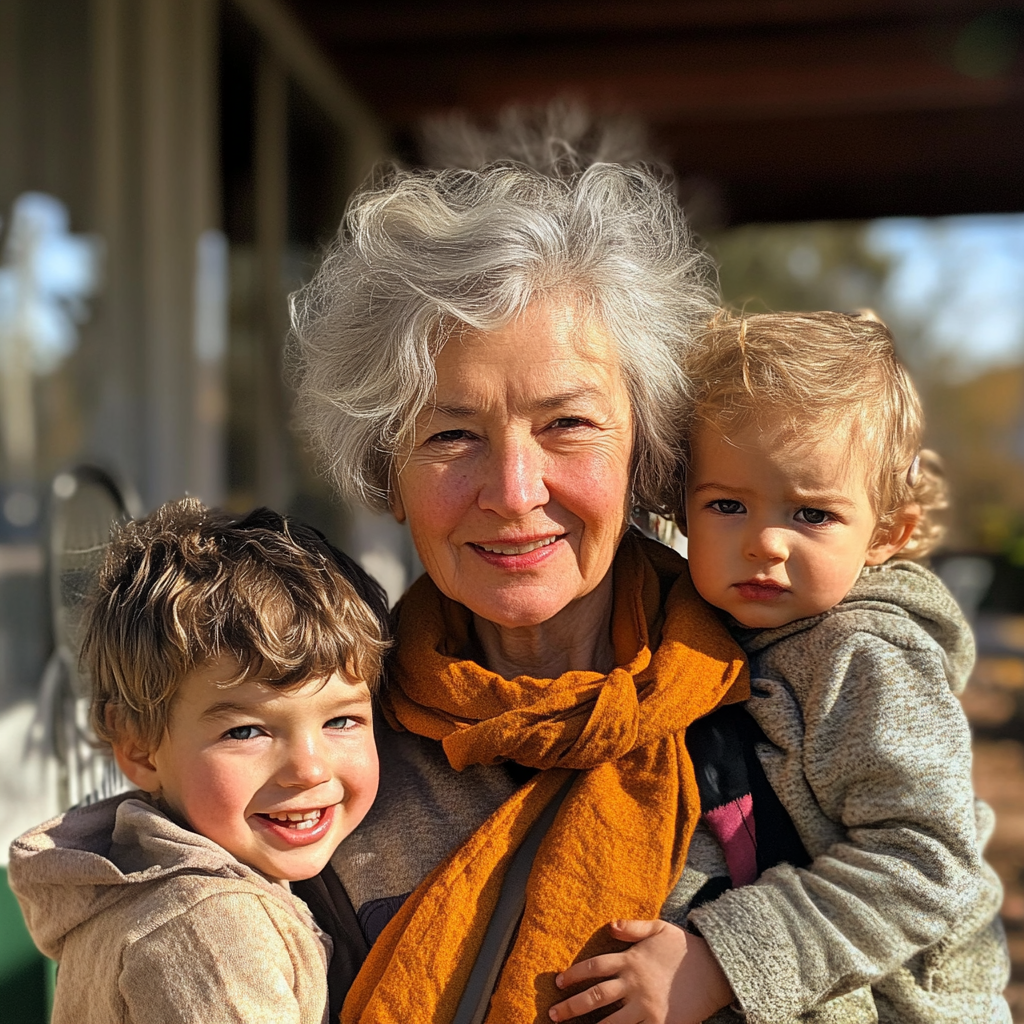 A woman with her grandchildren | Source: Midjourney