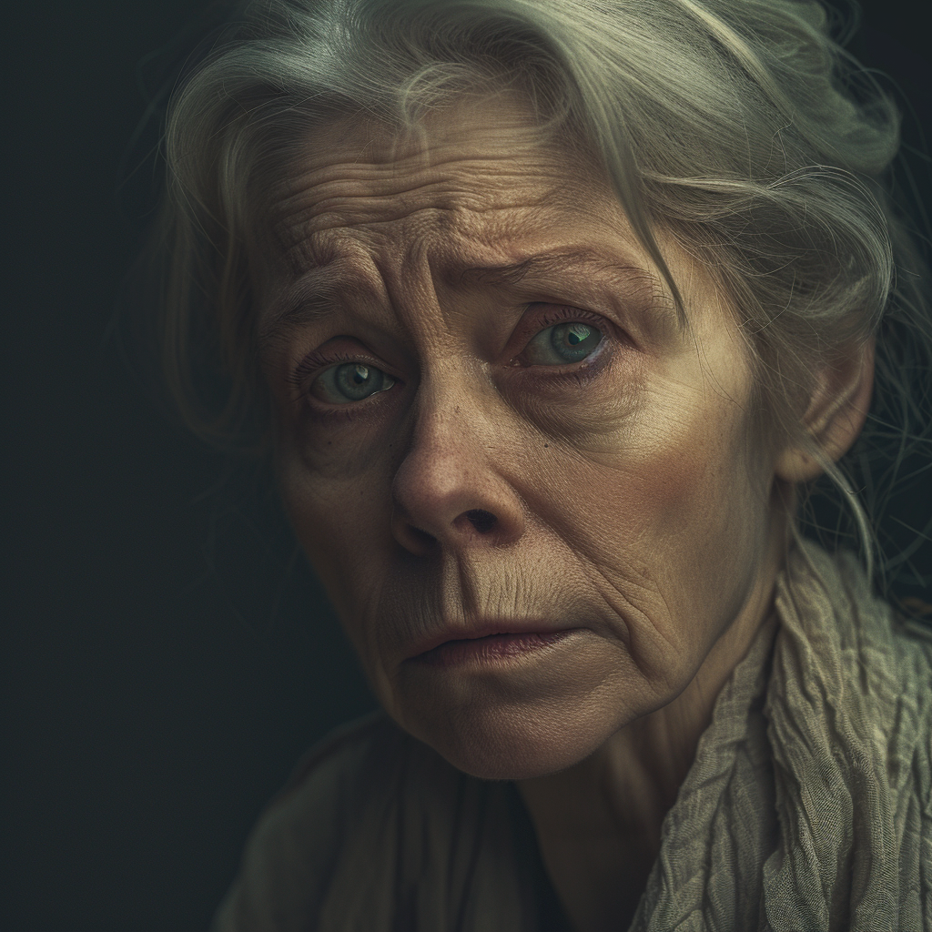 A sad senior woman | Source: Midjourney