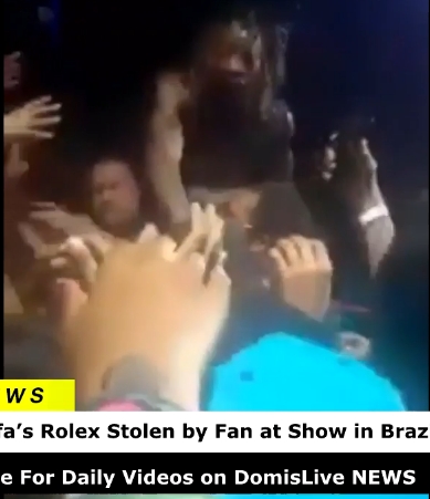 Wiz Khalifa stands above the crowd moments before a fan appears to remove a watch from his wrist in a video dated February 2, 2016. | Source: YouTube/ DomisLive NEWS