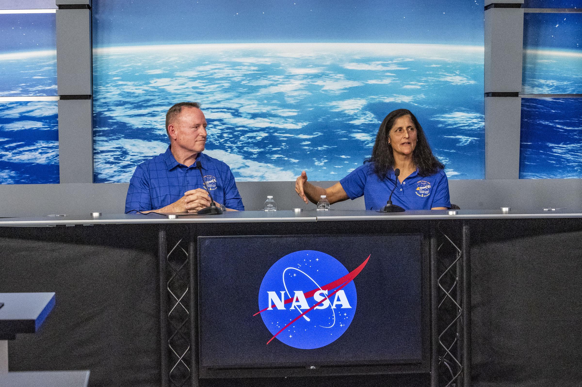 Barry Butch Wilmore and Sunita Suni Williams, respond to questions during a media briefing In March 2024 | Source: Getty Images