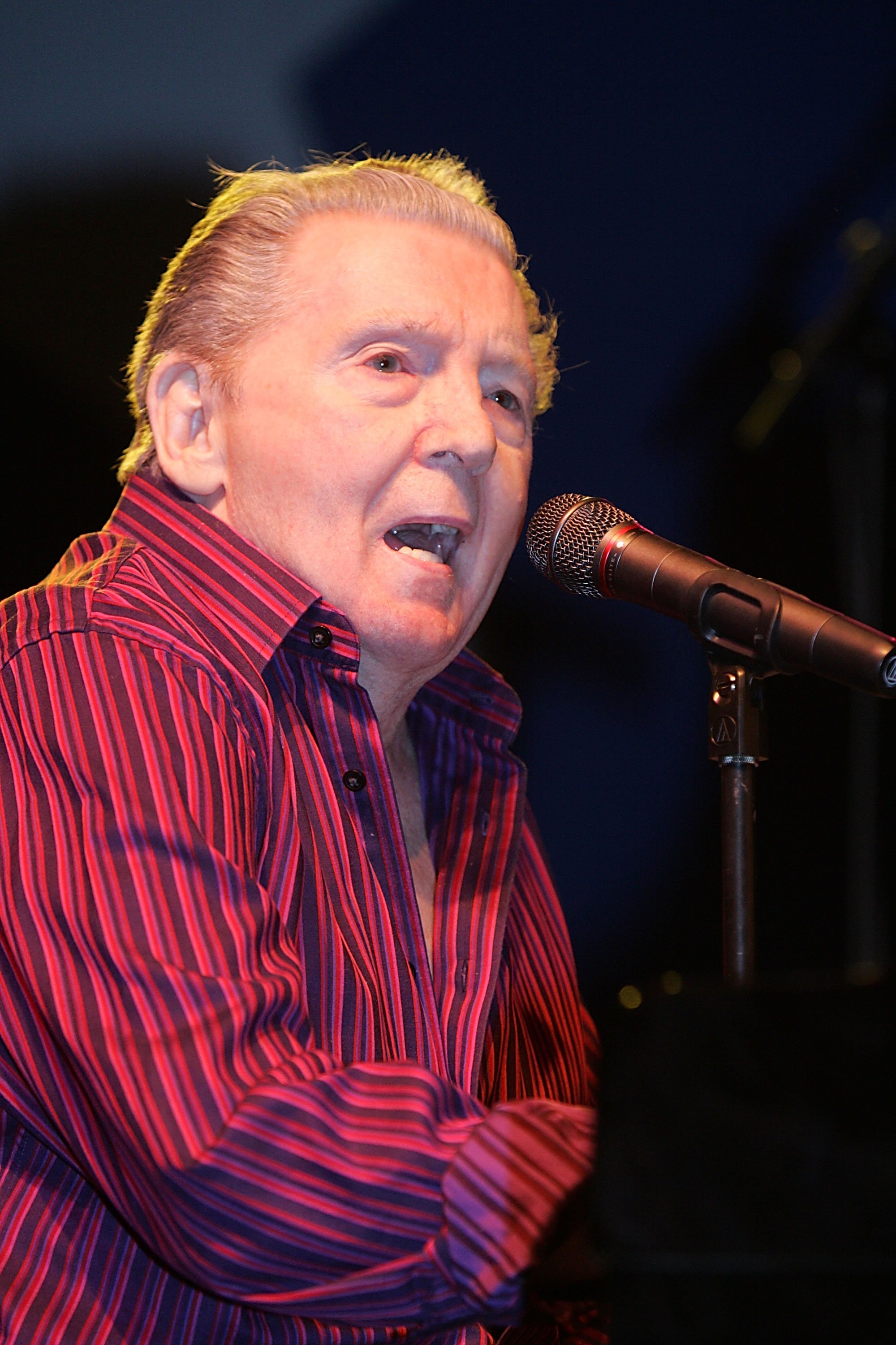 Jerry Lee Lewis closes out the final day of the Texas Revival Festival at the Nutty Brown Amphitheater on May 8, 2010, in Austin, Texas. | Source: Getty Images