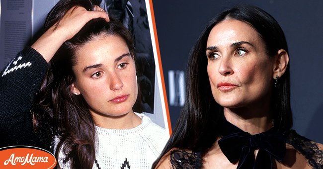 Actress Demi Moore at the "Hard Times" Special on March 23, 1987 at Los Angeles Theatre Center in Los Angeles, California, Demi Moore attends "Empire" and "Star" celebrate FOX's new Wednesday night at One World Observatory on September 23, 2017 in New York City.| Source: Ron Gallela/John Lamparski/Getty Images