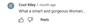 A screenshot of a fan calling Foster "smart and gorgeous" posted on YouTube on April 12, 2023 | Source: Getty Images