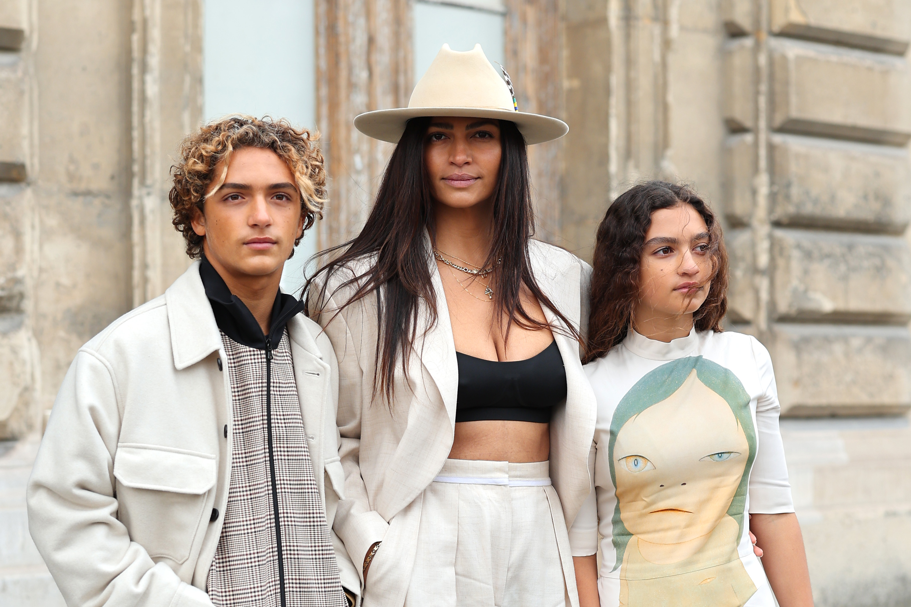 Camila Alves with her son Levi Alves McConaughey, and daughter Vida Alves McConaughey at the Stella McCartney Womenswear Fall Winter 2023-2024 show as part of Paris Fashion Week on March 6, 2023, in Paris, France | Source: Getty Images