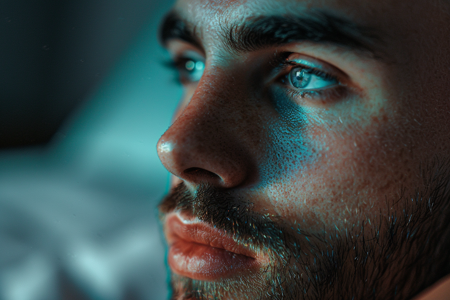 Close-up shot of a serious-looking young man in a room | Source: Midjourney