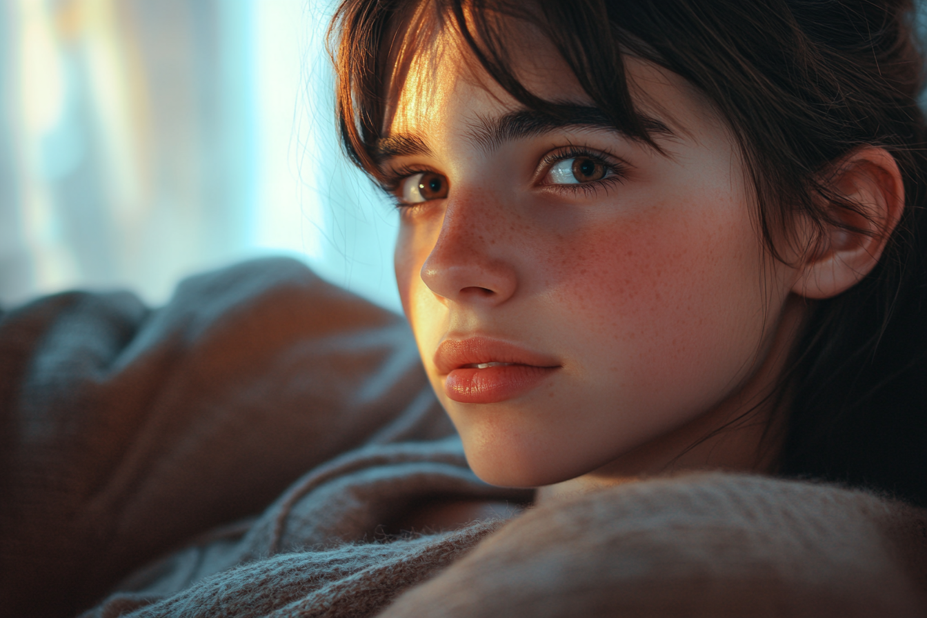 A close-up shot of a woman's face | Source: Midjourney