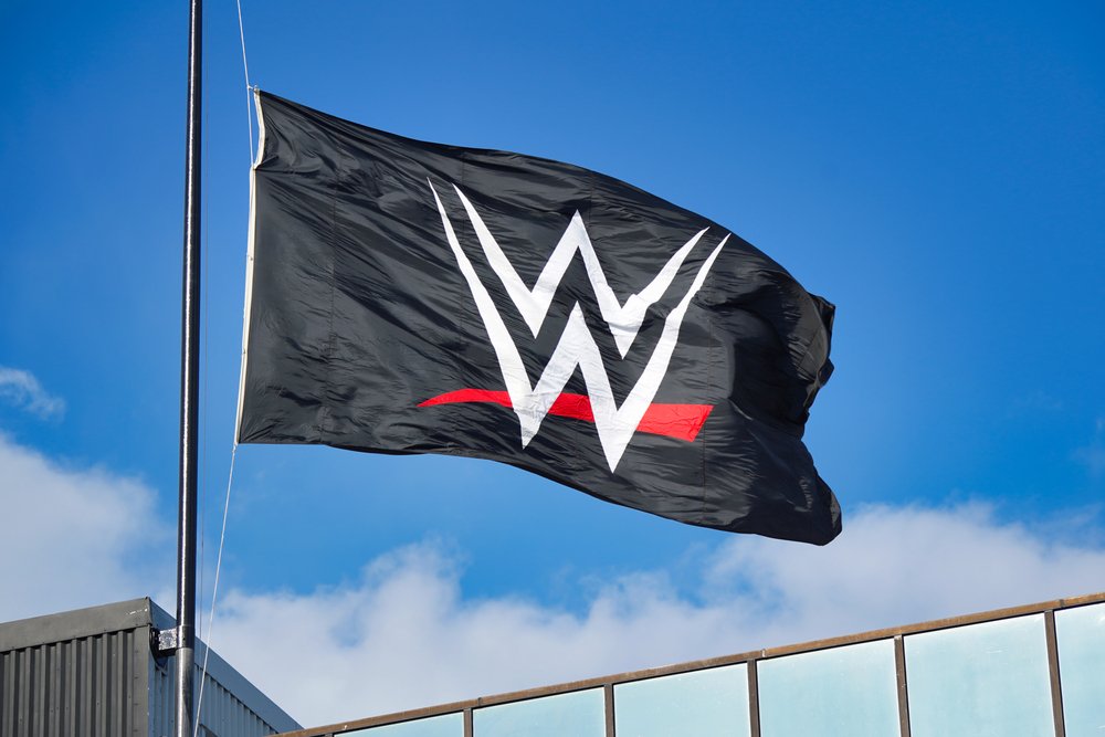 A flag flying at the World Wrestling Entertainment (WWE) headquarters on April 16, 2020, in Stamford, CT | Photo: Shutterstock/Adam McCullough