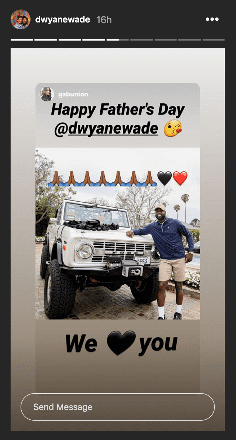 Dwyane Wade stands by a custom bronco gifted to him by his wife, Gabrielle Union | Source: Instagram.com/dwyanewade