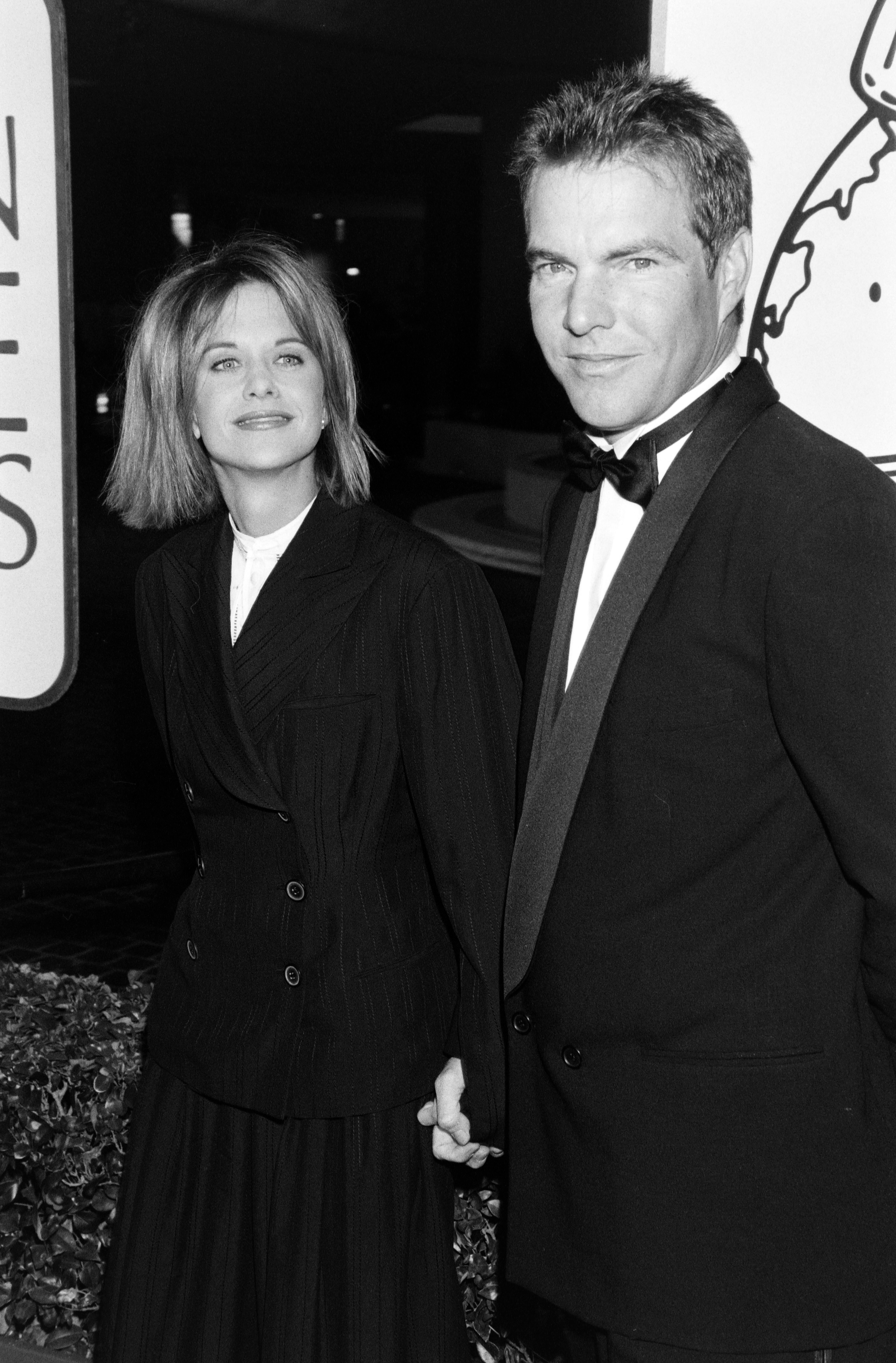 Meg Ryan and Dennis Quaid attend the 51st Annual Golden Globe Awards on January 22, 1994 in Beverly Hills, California. | Source: Getty Images