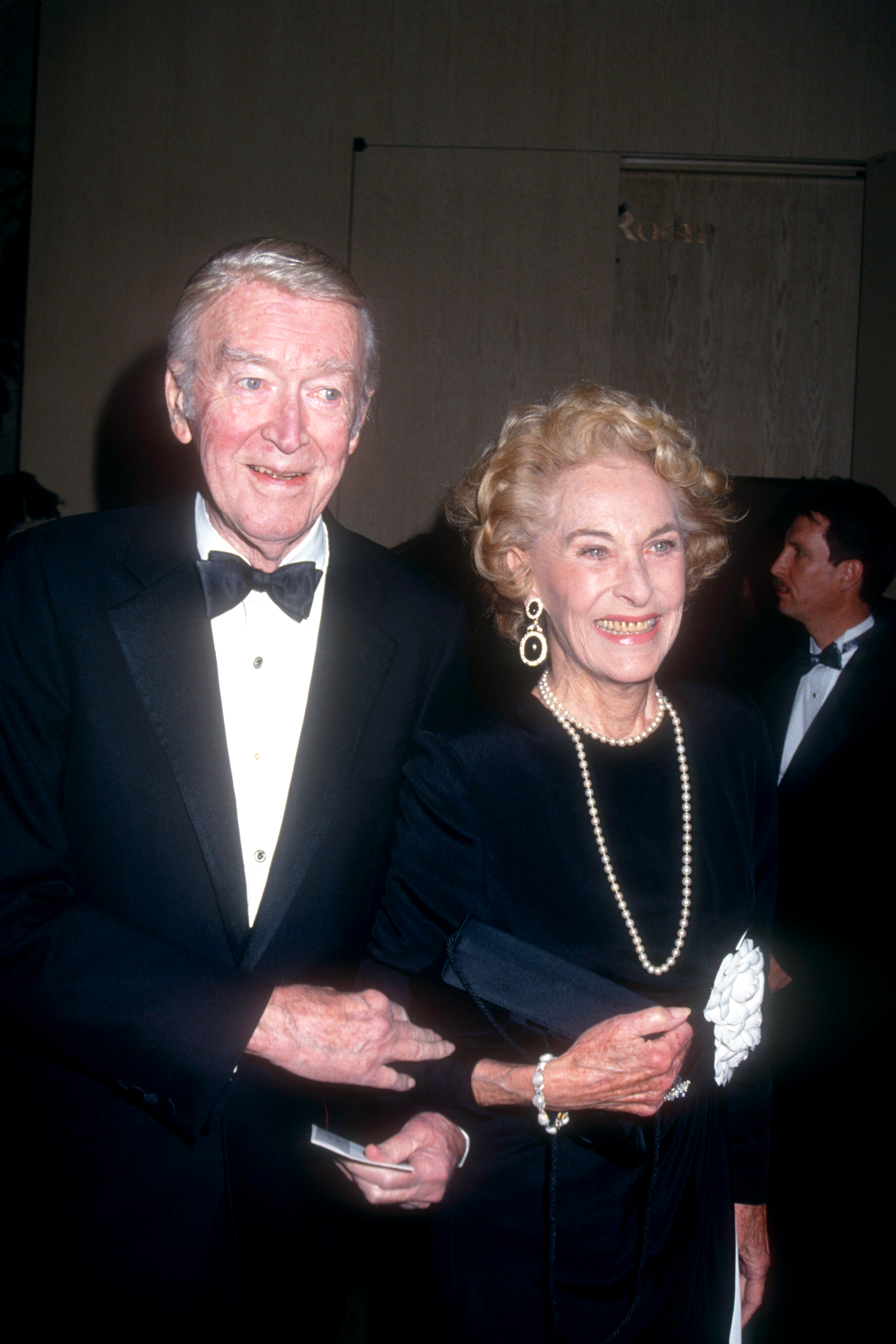 James Stewart and Gloria Hatrick McLean in Beverly Hills, California on January 30, 1993 | Source: Getty Images