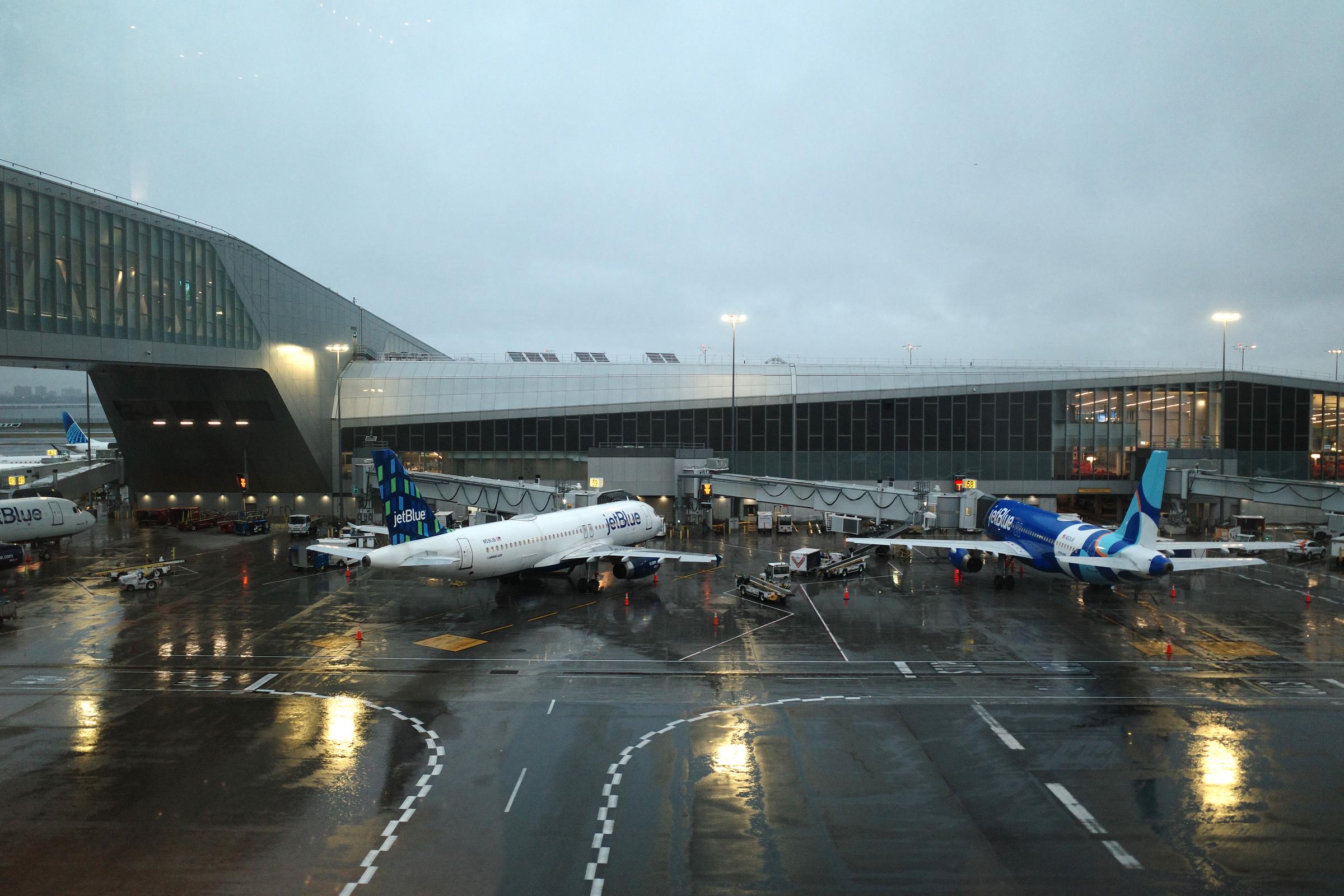 Planes parked at LaGuardia Airport after flight cancellations in New York City on March 23, 2026 | Source: Getty Images