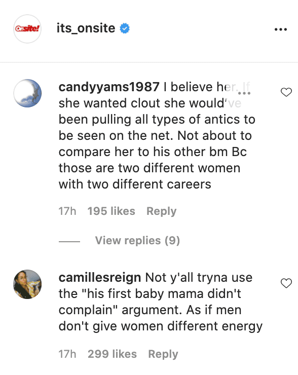 Screenshot of fans' comments on audio clip of Olivia Sky. | Source: Instagram.com/it's_onsite