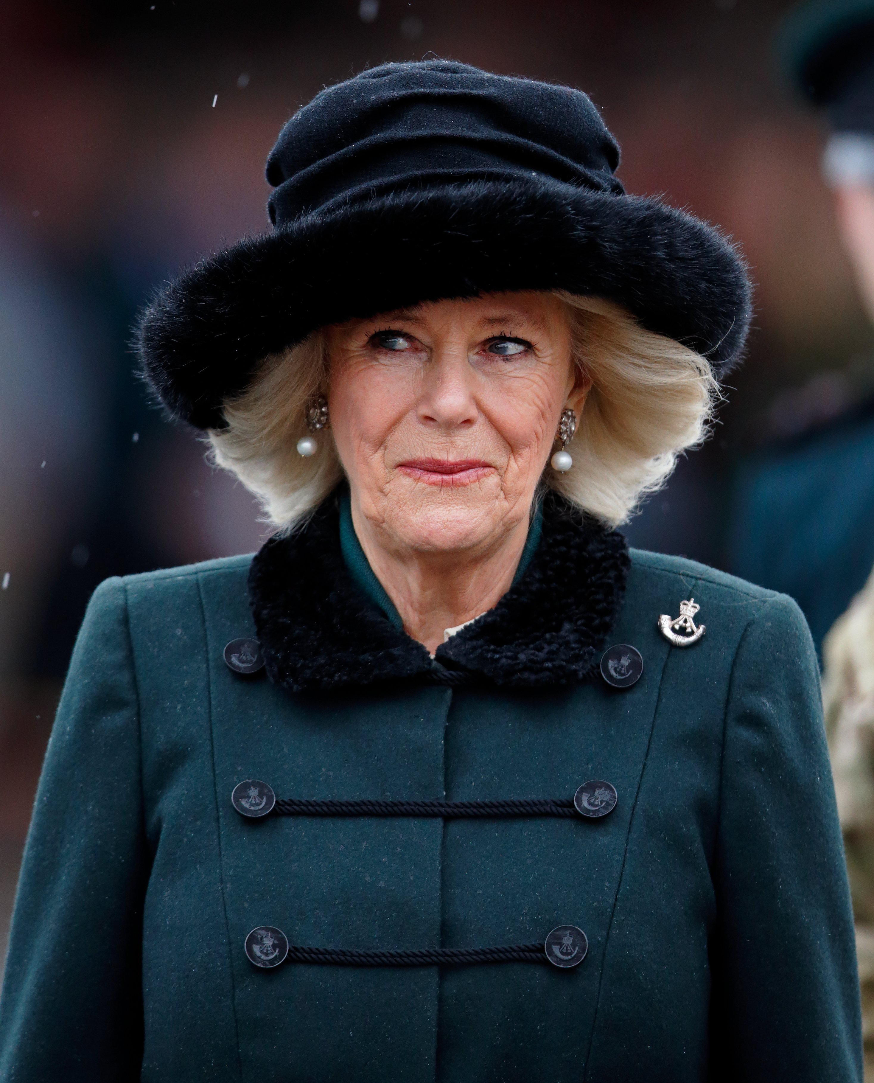 Duchess Camilla during a homecoming parade of riflemen who have recently returned from deployment to Iraq on February 27, 2017 in Aldershot, England.  |  Source: Getty Images