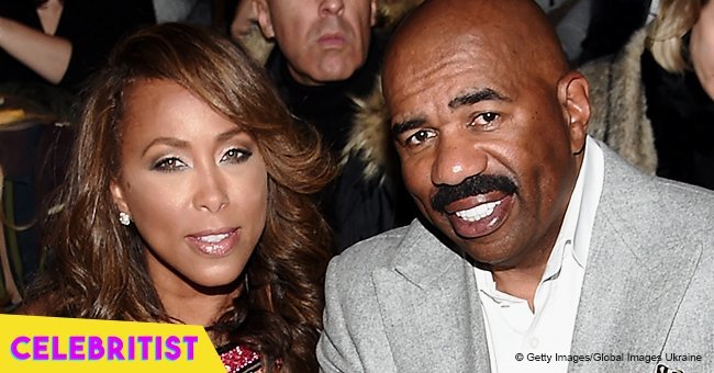 Steve Harvey rocks grey beard and black and gold fedora in recent picture with wife Marjorie