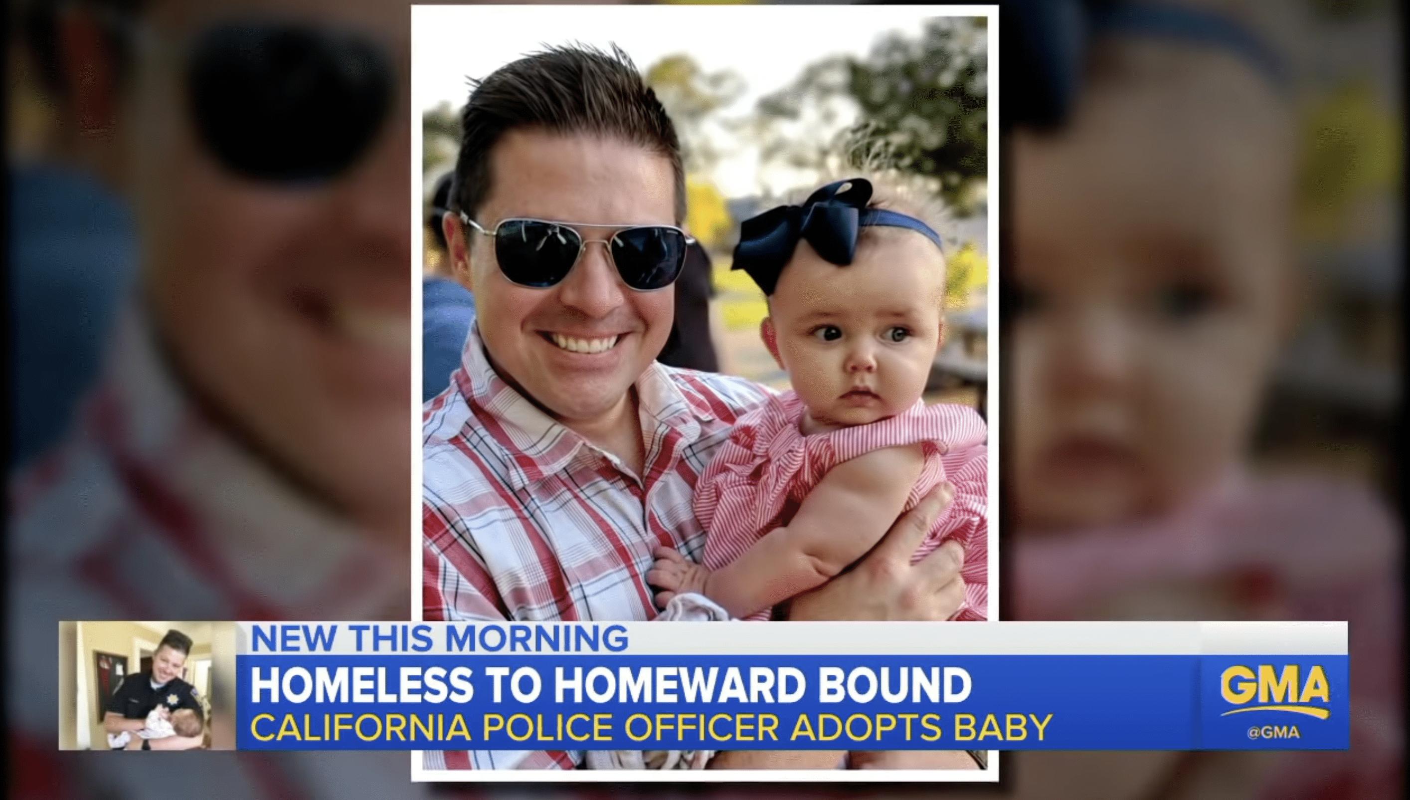 Officer Jesse Whitten with his adoptive daughter, Harlow Maisey Whitten. | Photo: YouTube.com/Good Morning America