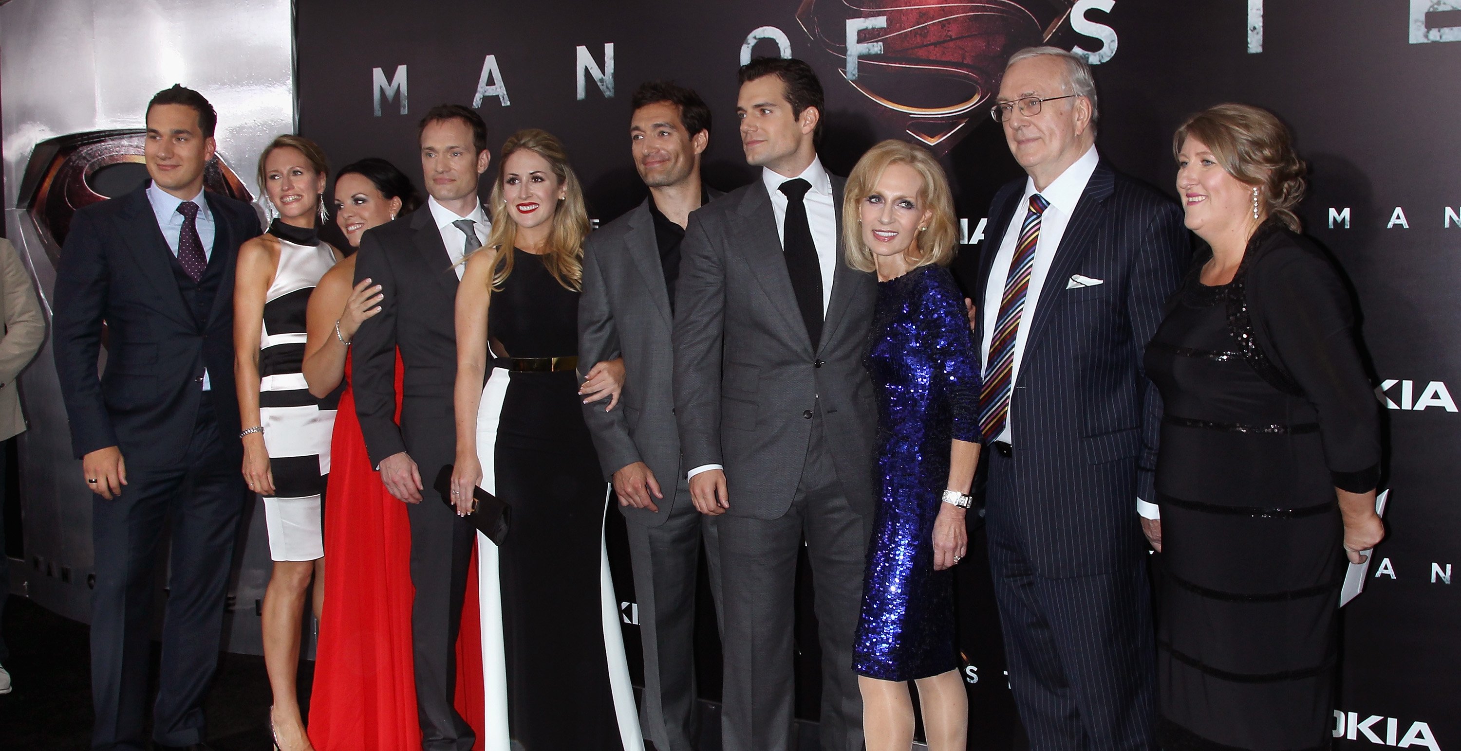 Actor Henry Cavill (4th from right) and family attends the "Man Of Steel" World Premiere at Alice Tully Hall at Lincoln Center on June 10, 2013, in New York City. | Source Getty Images