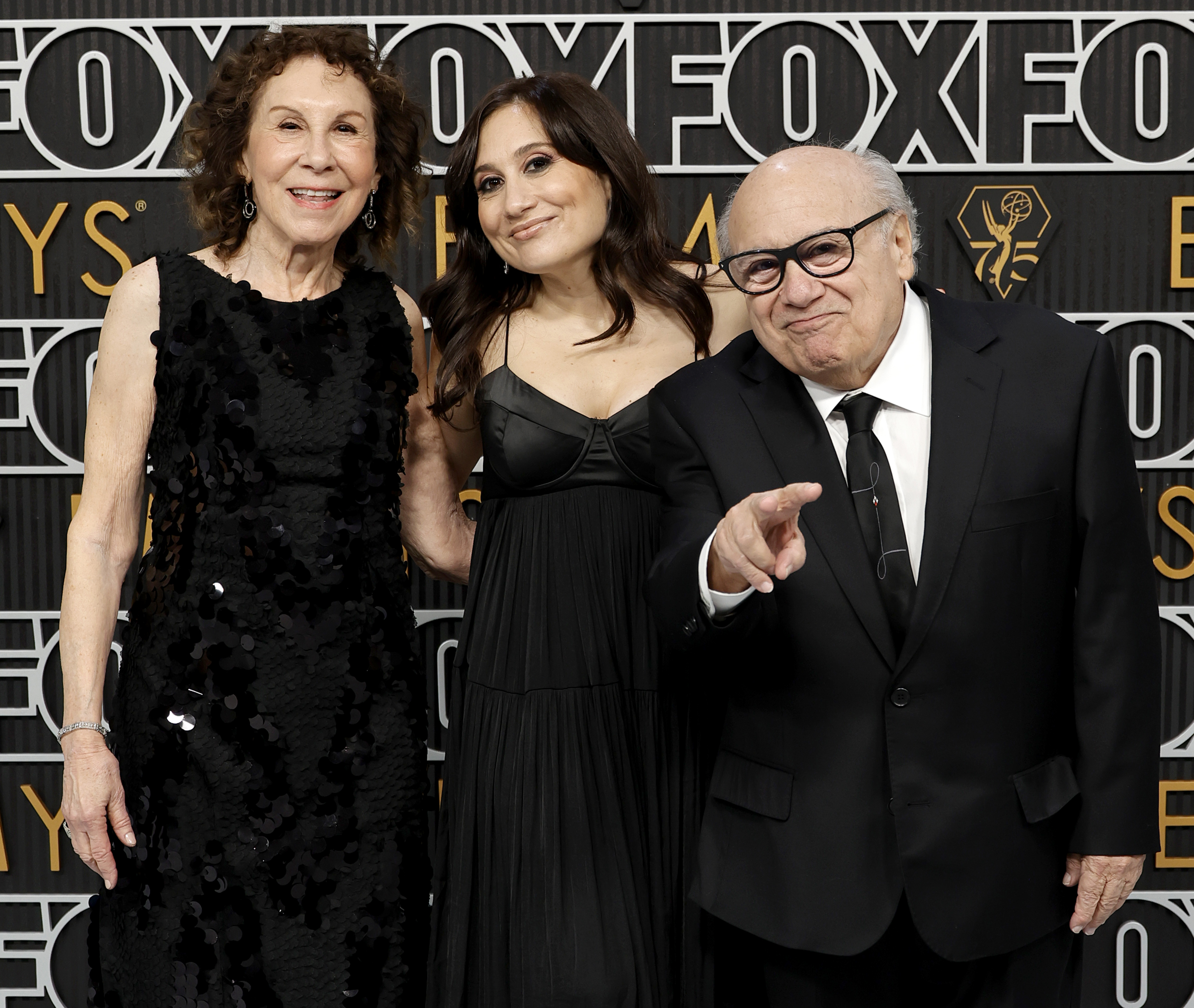Rhea Perlman, Lucy DeVito, and Danny DeVito attend the 75th Primetime Emmy Awards at Peacock Theater on January 15, 2024 in Los Angeles, California. | Source: Getty Imga
