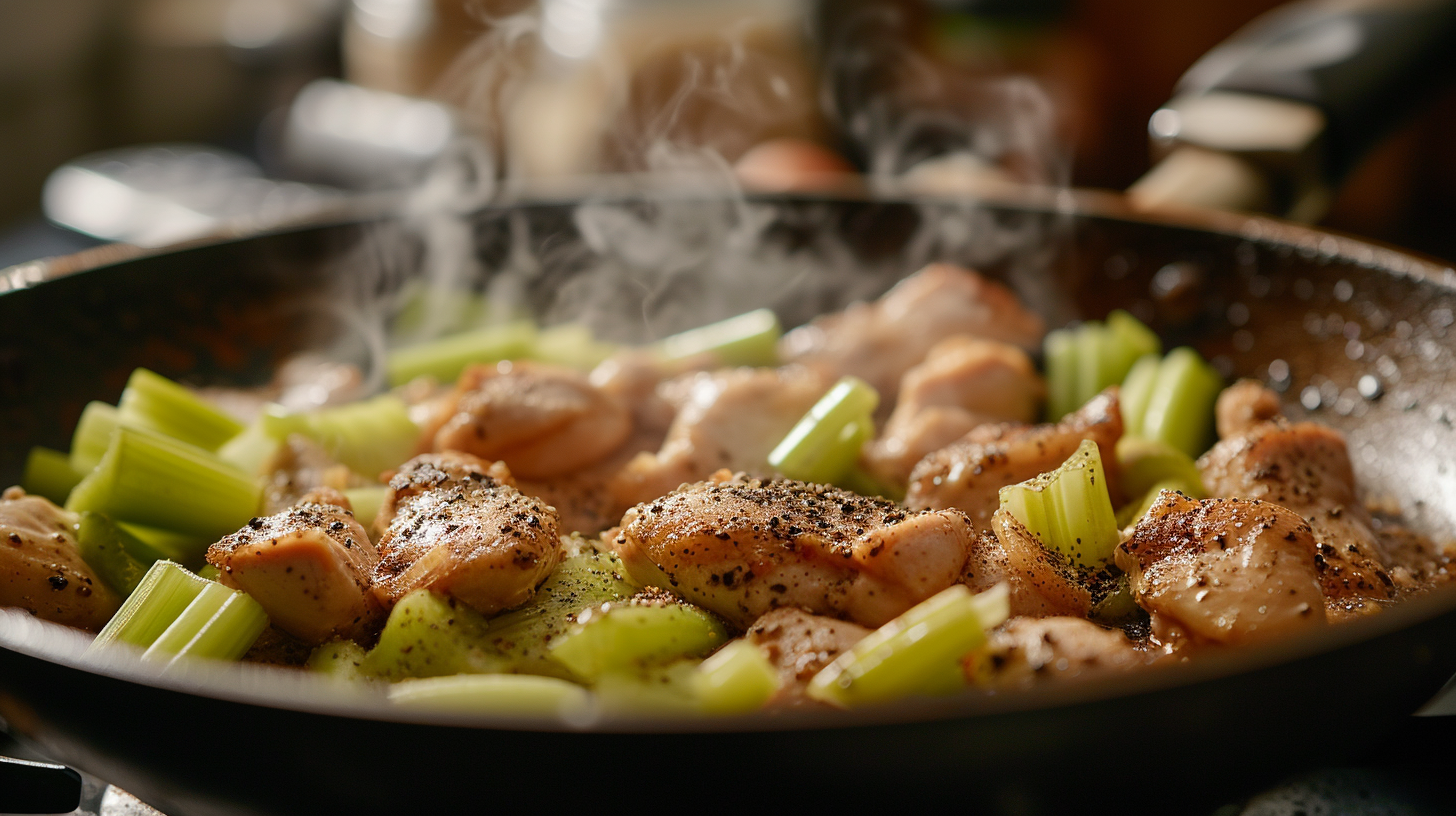 A close-up of a pan of food | Source: Midjourney