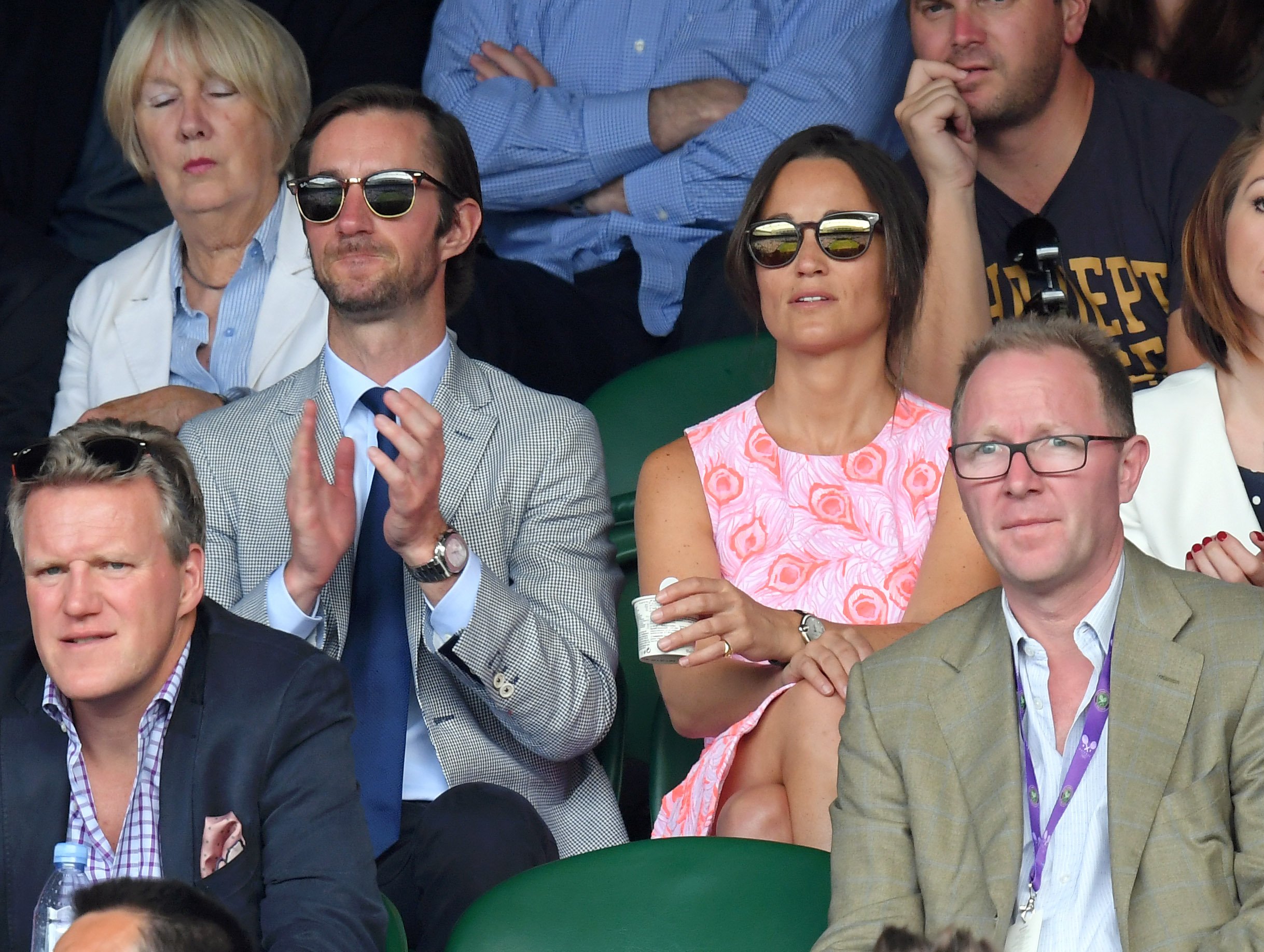 Pippa Middleton and James Matthews attend day nine of the Wimbledon Tennis Championships at Wimbledon on July 06, 2016 in London, England | Source: Getty Images