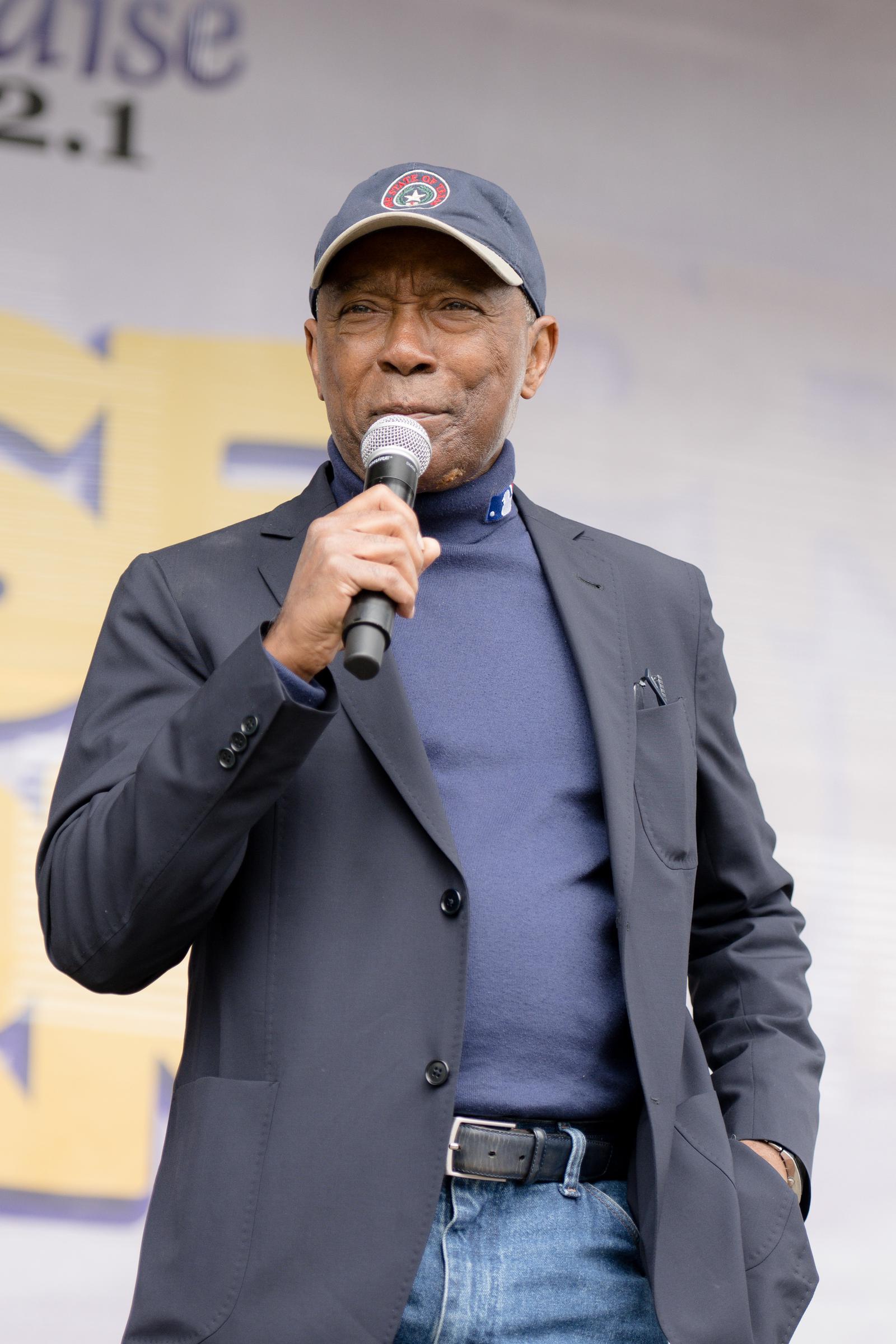 Sylvester Turner speaks on stage during the Praise In The Park concert at Buffalo Bayou Park on March 18, 2023 in Houston, Texas. | Source: Getty Images