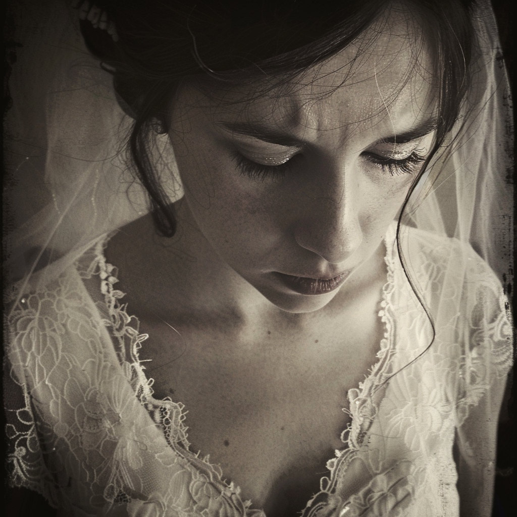 A bride looking down | Source: Midjourney