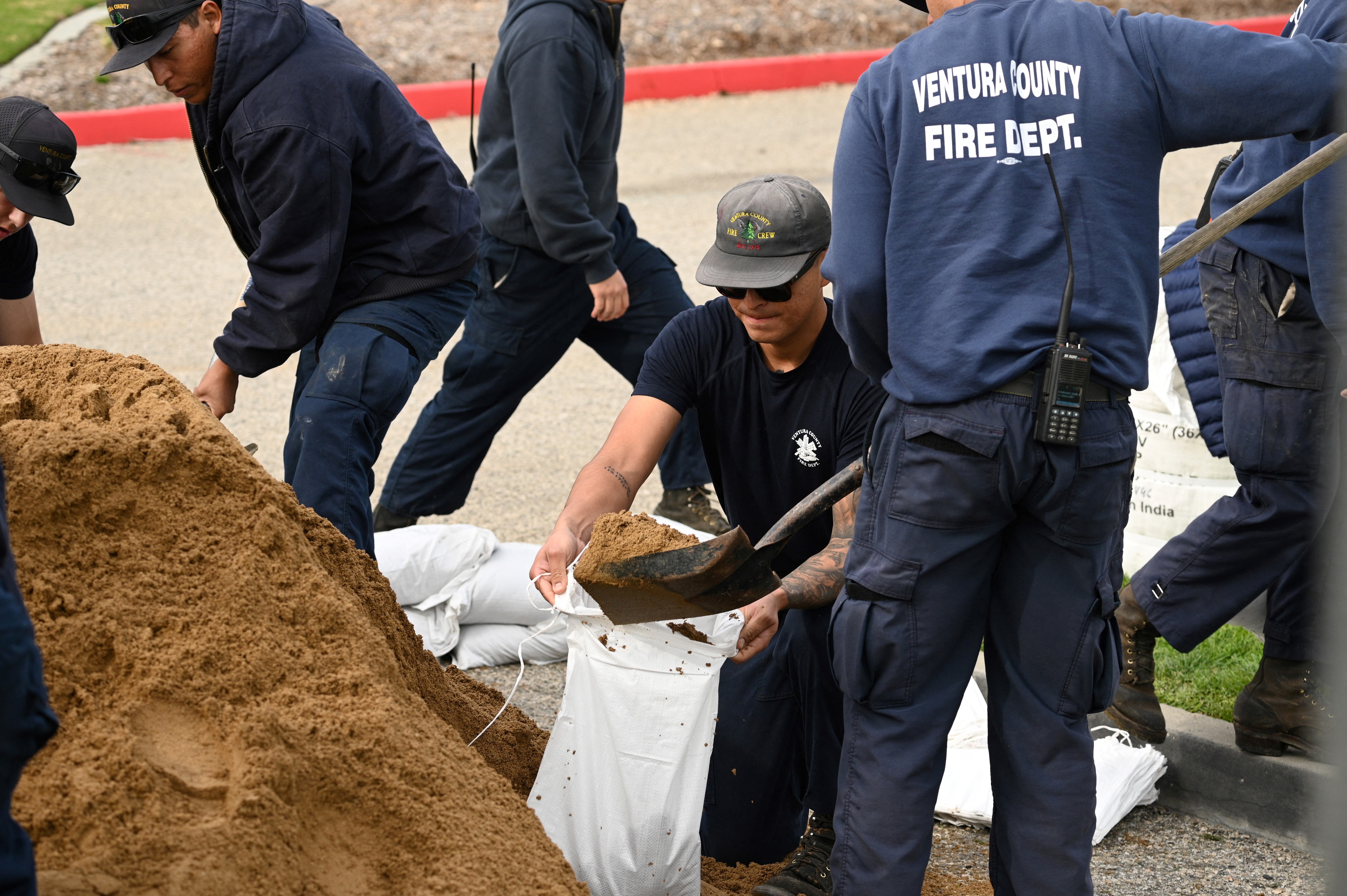 A team from the Ventura County Fire Department making preparations for a storm in Ventura, California on December 29, 2023 | Source: Getty Images