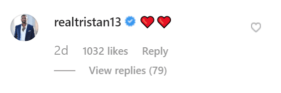 Kardashian's ex-boyfriend, Tristan Thompson, comments on her Instagram post. | Source: instagram/khloekardashian
