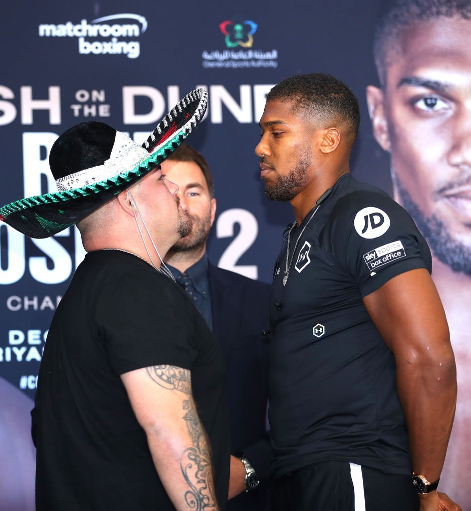 Andy Ruiz Jr. and Anthony Joshua face off at a press conference in London, England on September 6, 2019 | Photo: Getty Images