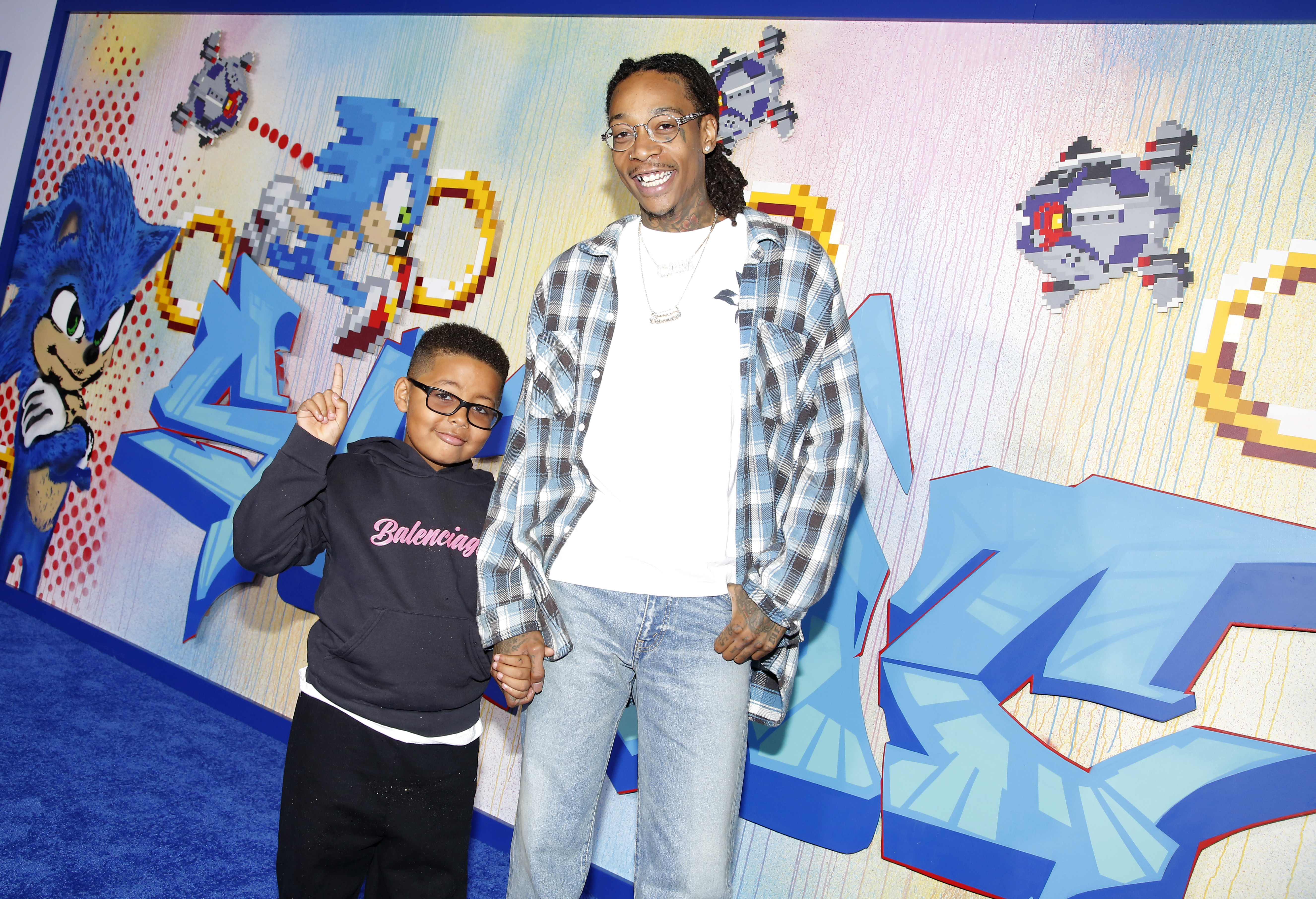 Wiz Khalifa and Sebastian "Bash" Thomaz at a "Sonic The Hedgehog" special screening at the Regency Village Theatre on February 12, 2020, in Westwood, California. | Source: Getty Images