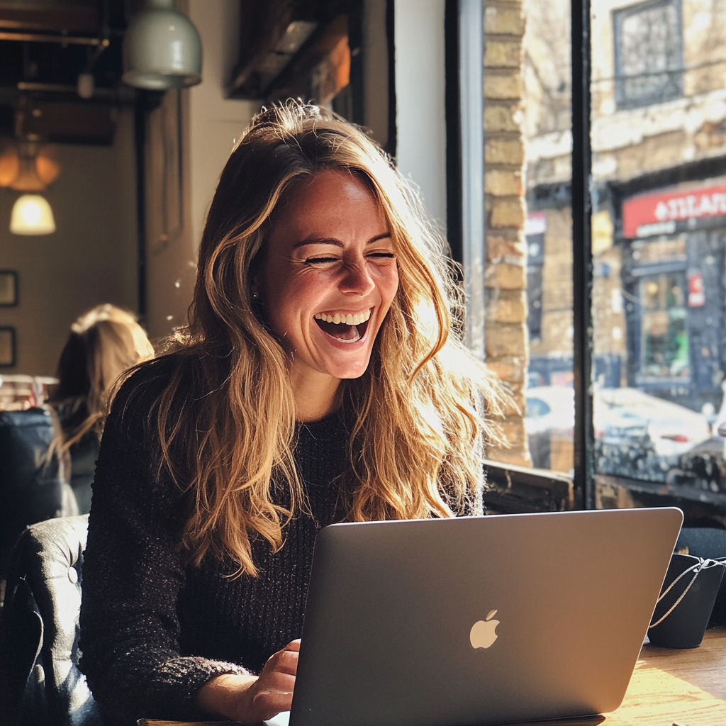 A woman sitting in a coffee shop | Source: Midjourney