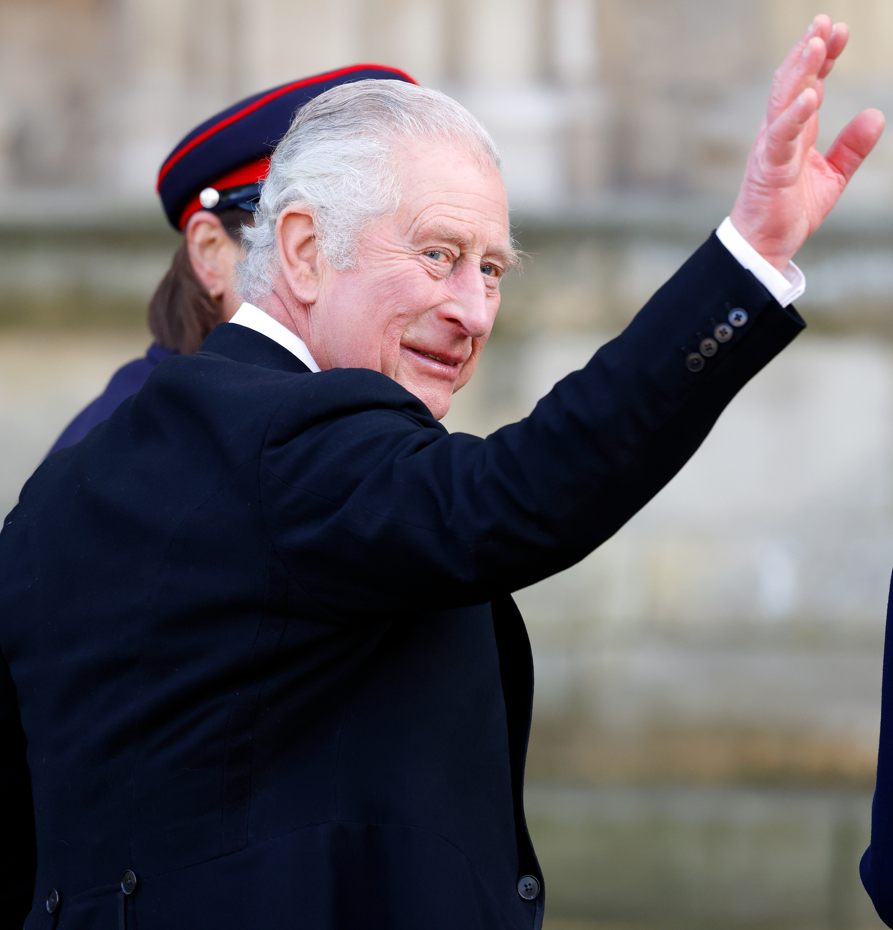 King Charles III waves to the public during the Royal Maundy Service at York Minster on April 6, 2023, in York, England. | Source: Getty Images