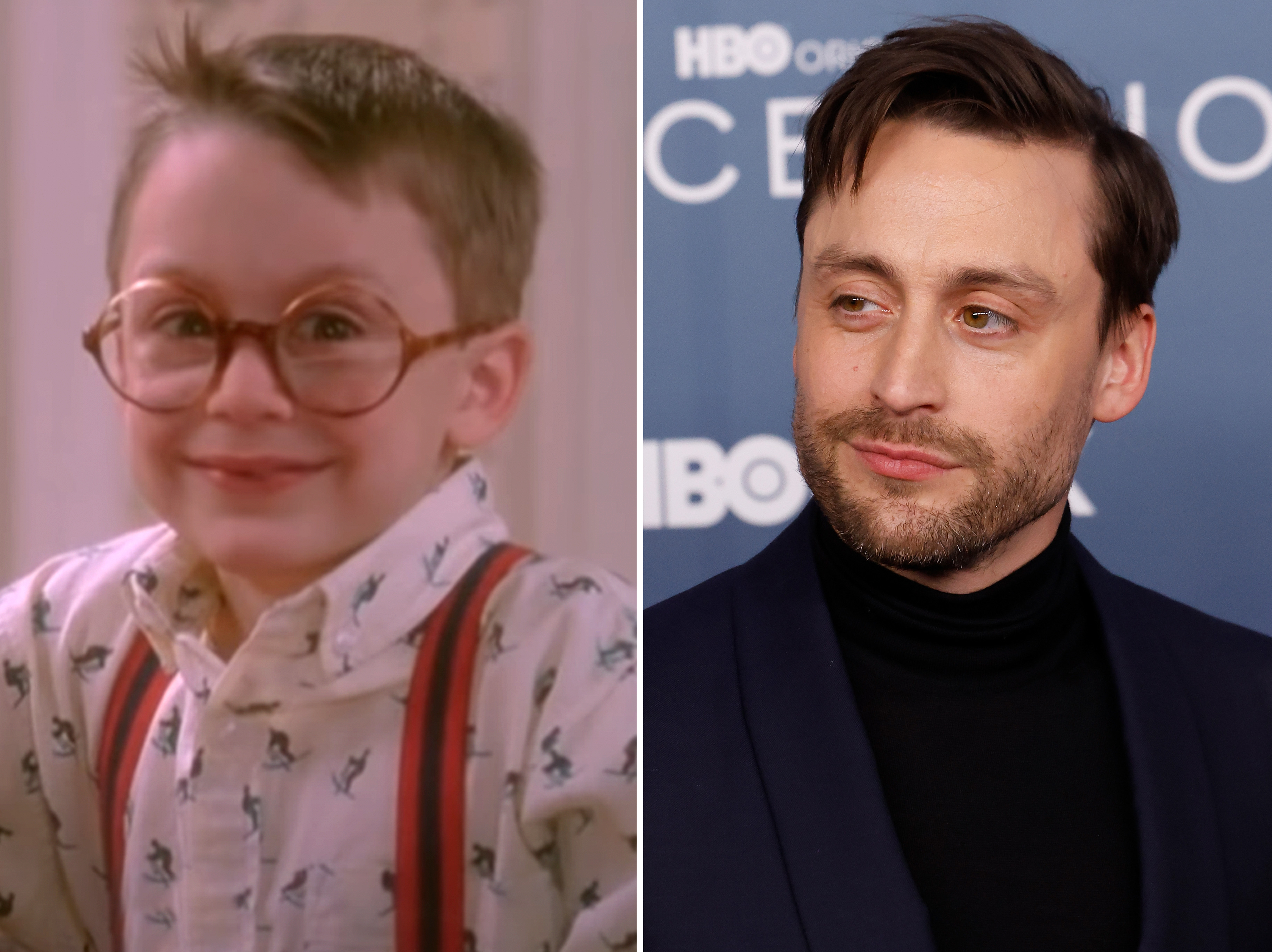 Kieran Culkin as Fuller McCallister in "Home Alone," 1990,  posted on December 8, 2011 | Kieran Culkin at the season 4 premiere of "Succession" in New York City on March 20, 2023 | Sources: Youtube/charminglyobsolete | Getty Images