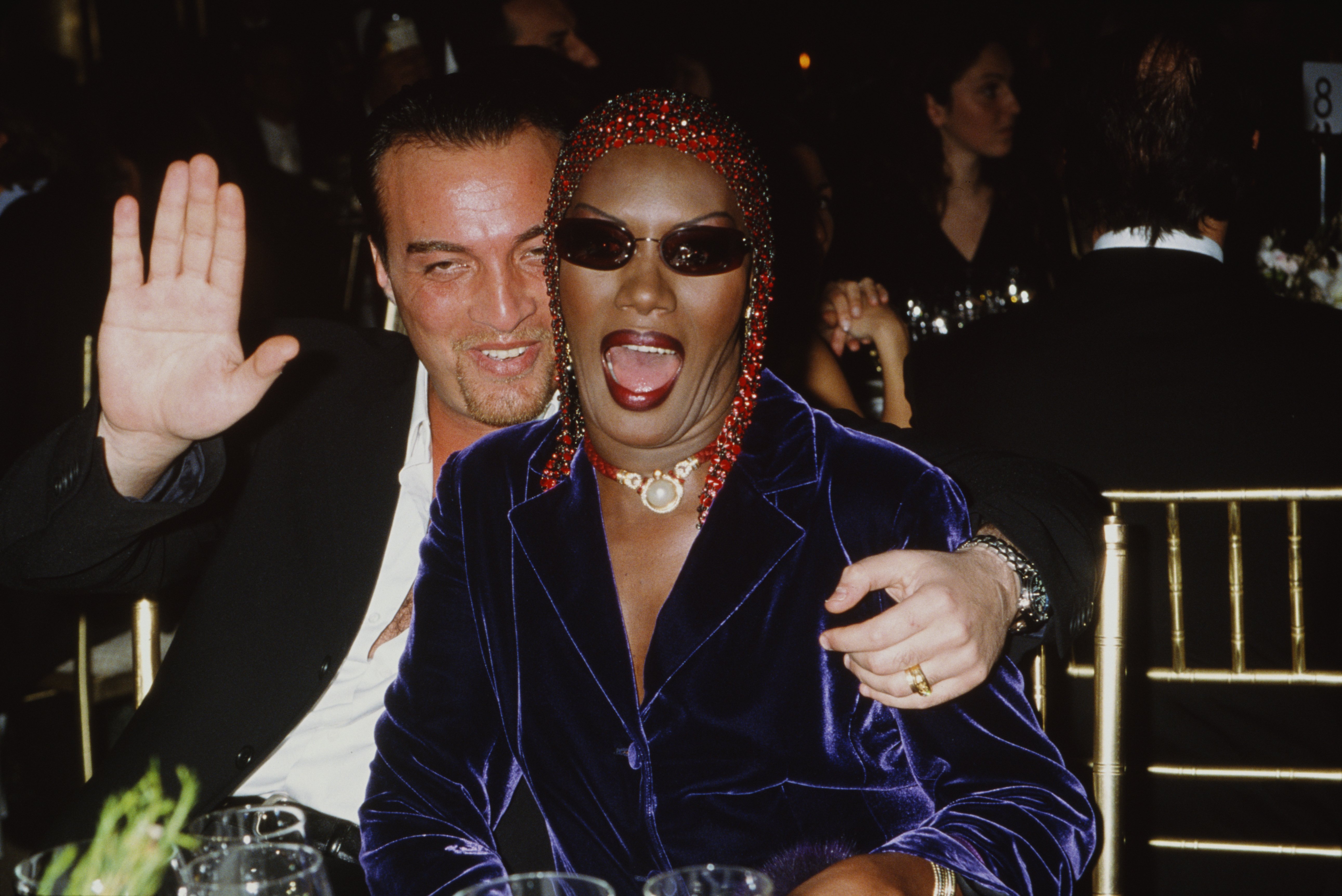 Jamaican singer, actress and model Grace Jones and her husband, Atila Altaunbay, attend the 'Made In Italy' awards ceremony at Cipriani, 42nd Street, New York City, 2000 | Photo: Getty Images