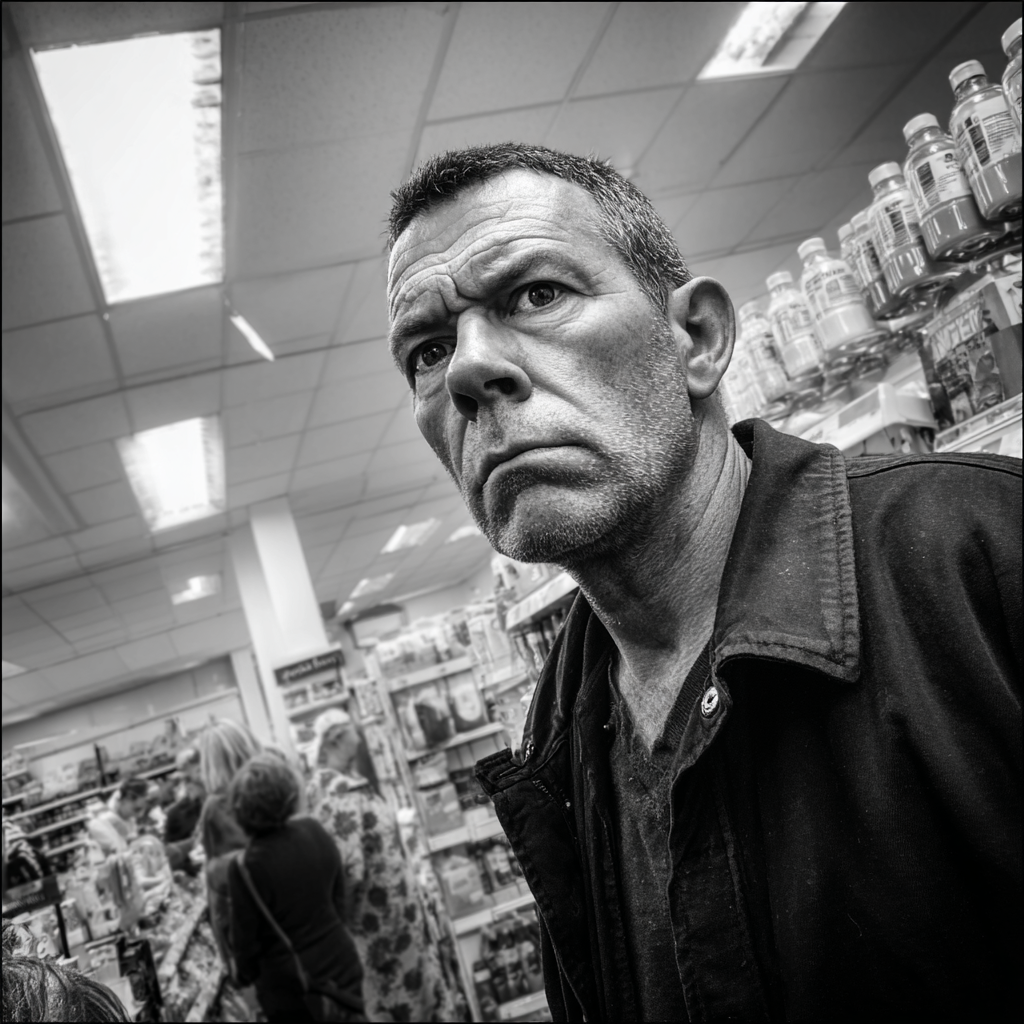 An angry man standing in a grocery store | Source: Midjourney