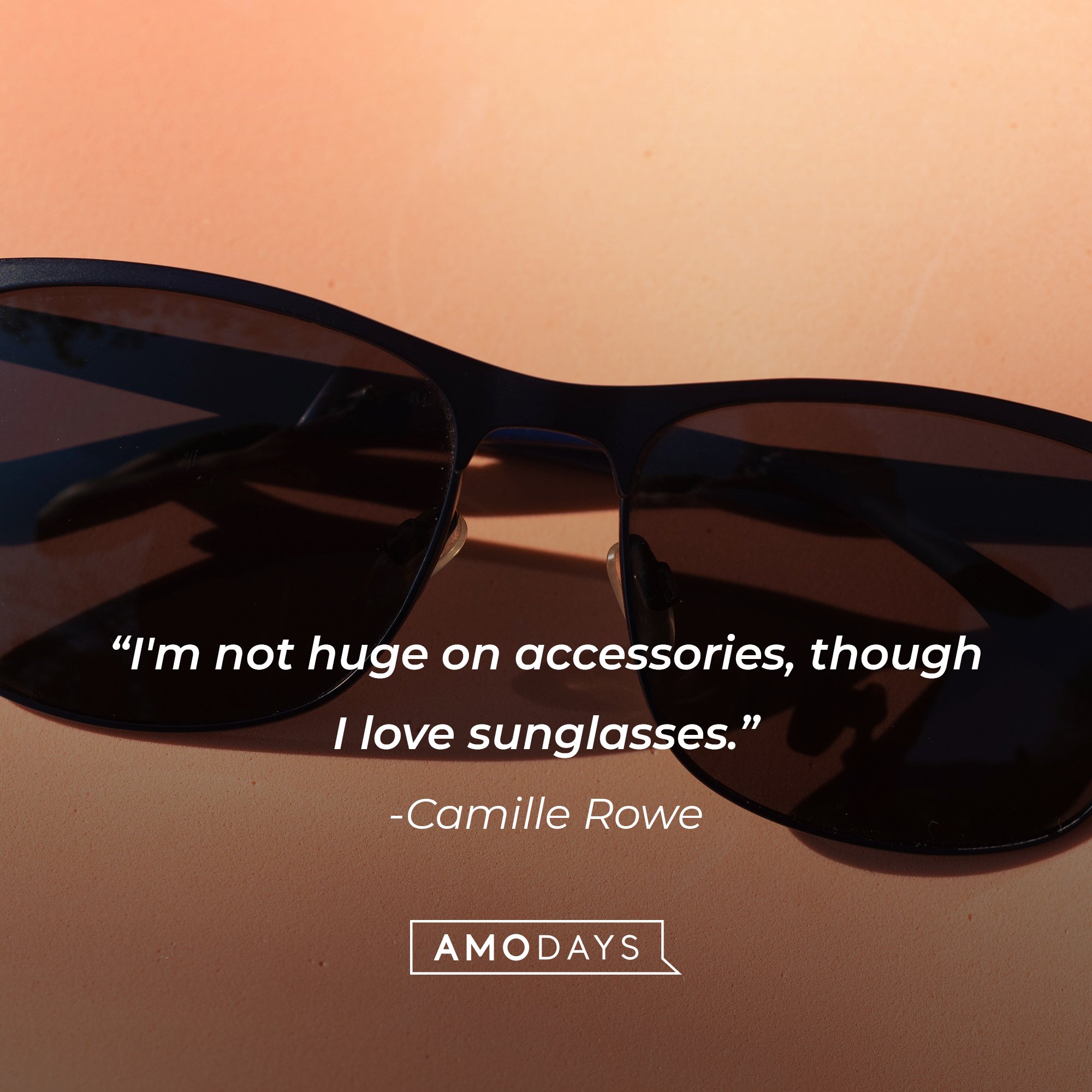 Camille Rowe’s quote: "I'm not huge on accessories, though I love sunglasses." | Image: AmoDays 