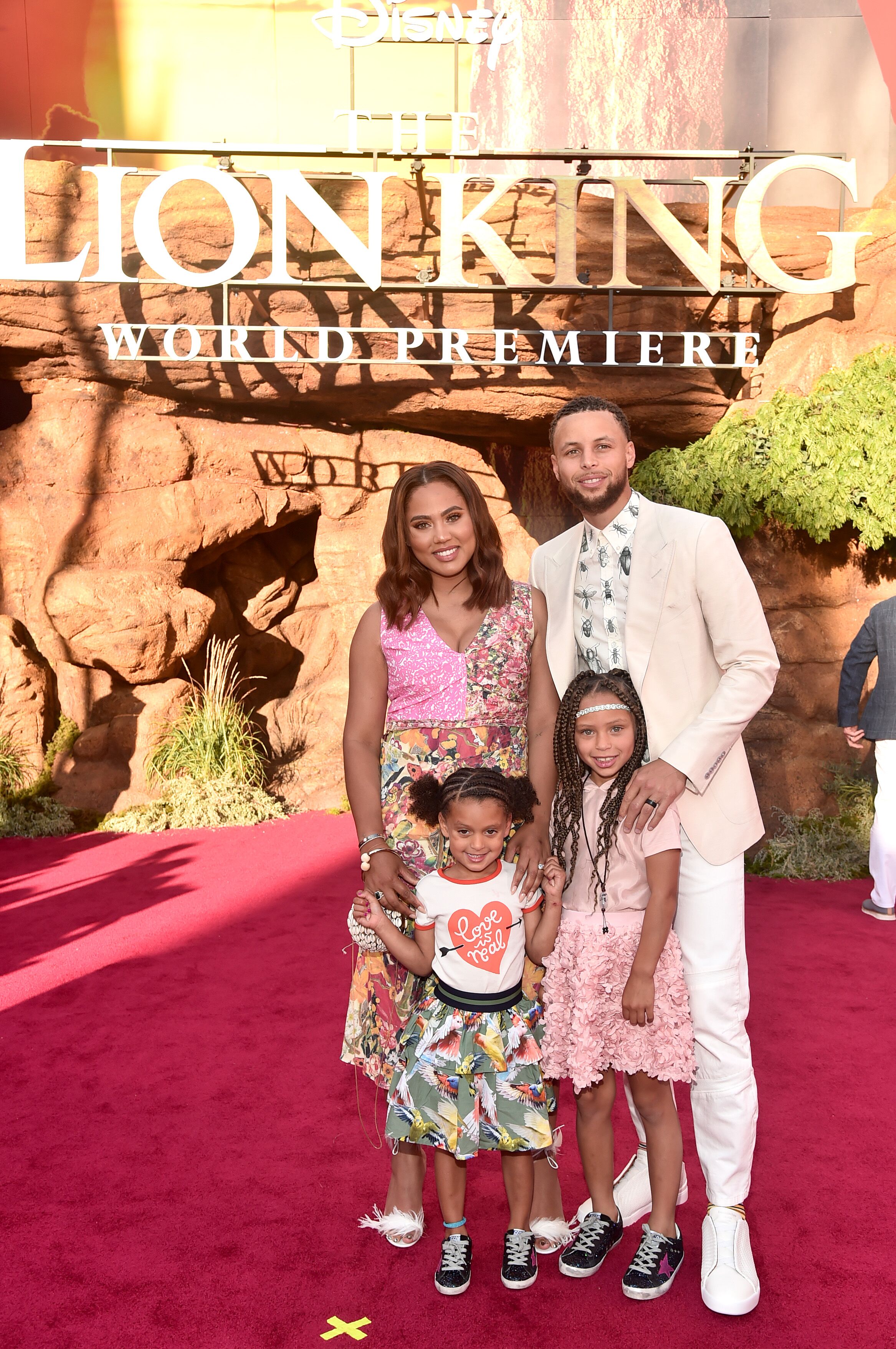 Stephen and Ayesha Curry at the "Lion King" premiere with their two oldest children/ Source: Getty Images