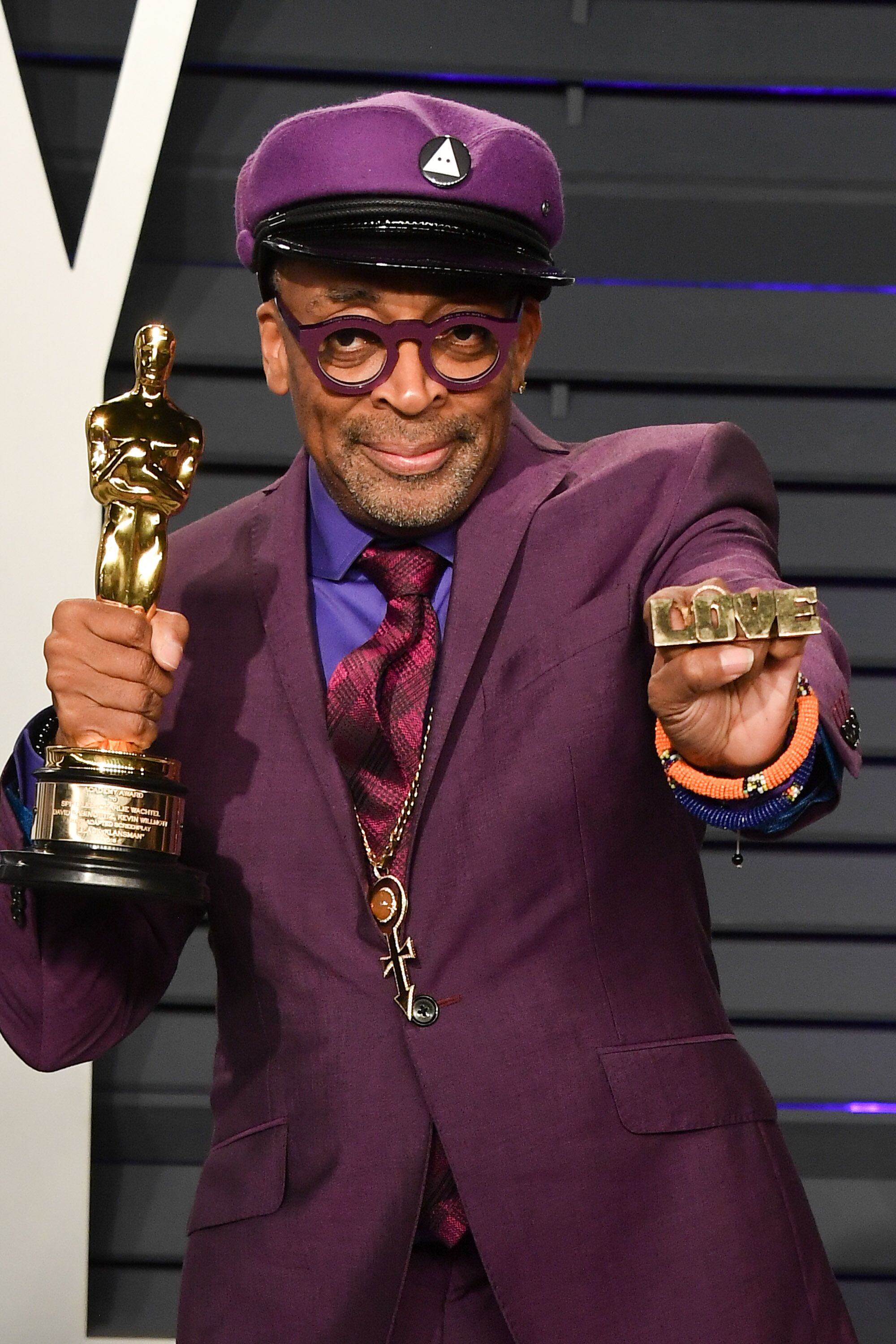 Spike Lee at the 2019 Academy Awards with his Oscar for Best Adapted Screenplay | Source: Getty Images