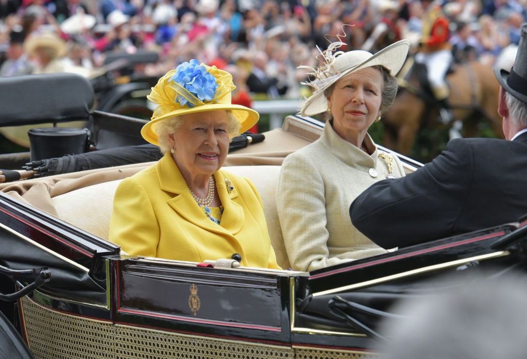 Queen Elizabeth II and Princess Anne, Princess Royal arriving on day 1 of Royal Ascot at Ascot Racecourse in Ascot, England | Source: Kirstin Sinclair/Getty Images for Ascot Racecourse