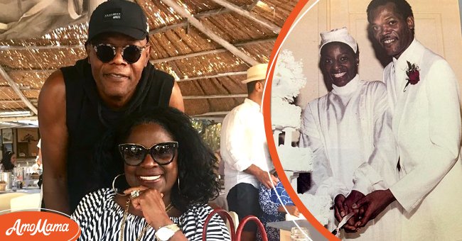 Samuel L. Jackson and LaTanya Richardson on vacation (left), Samuel L. Jackson and LaTanya Richardson during their wedding day (right) | Source: Instagram.com/ltjackson_, Instagram.com/samuelljackson
