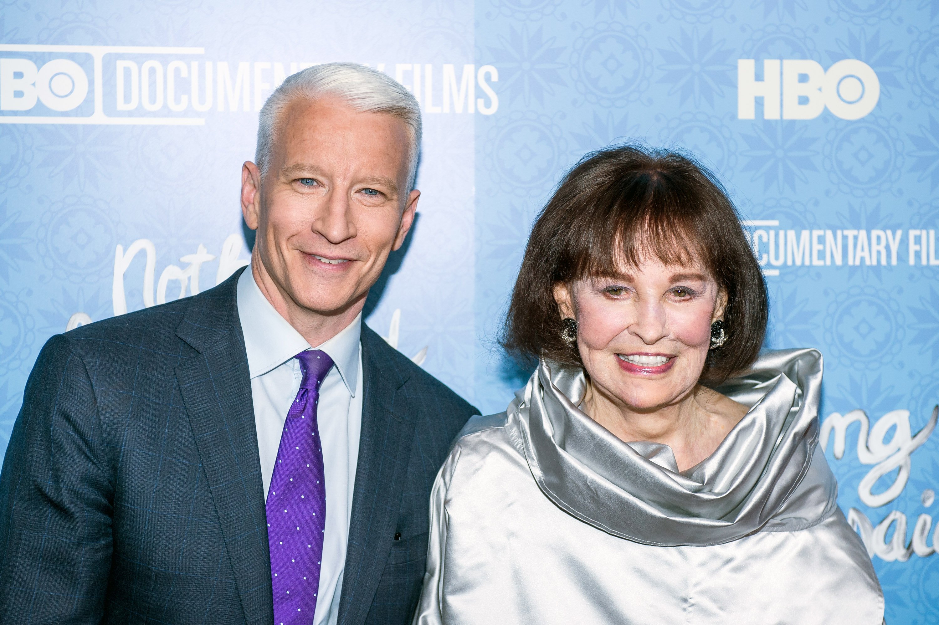 Anderson Cooper and Gloria Vanderbilt attend "Nothing Left Unsaid" Premiere at Time Warner Center on April 4, 2016 in New York City.  | Source: Getty Images