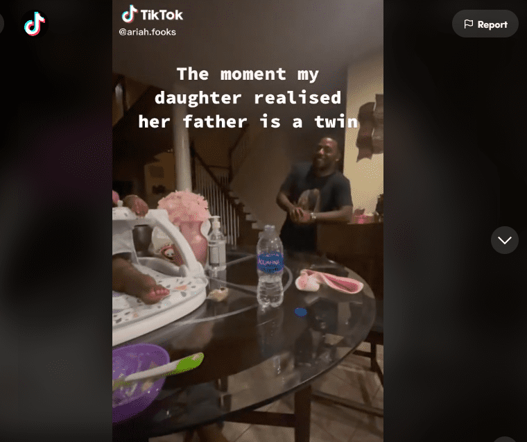 A screenshot from a viral tiktok video about a baby and her daddy's twin brother| Photo: tiktok.com/@ariah.fooks