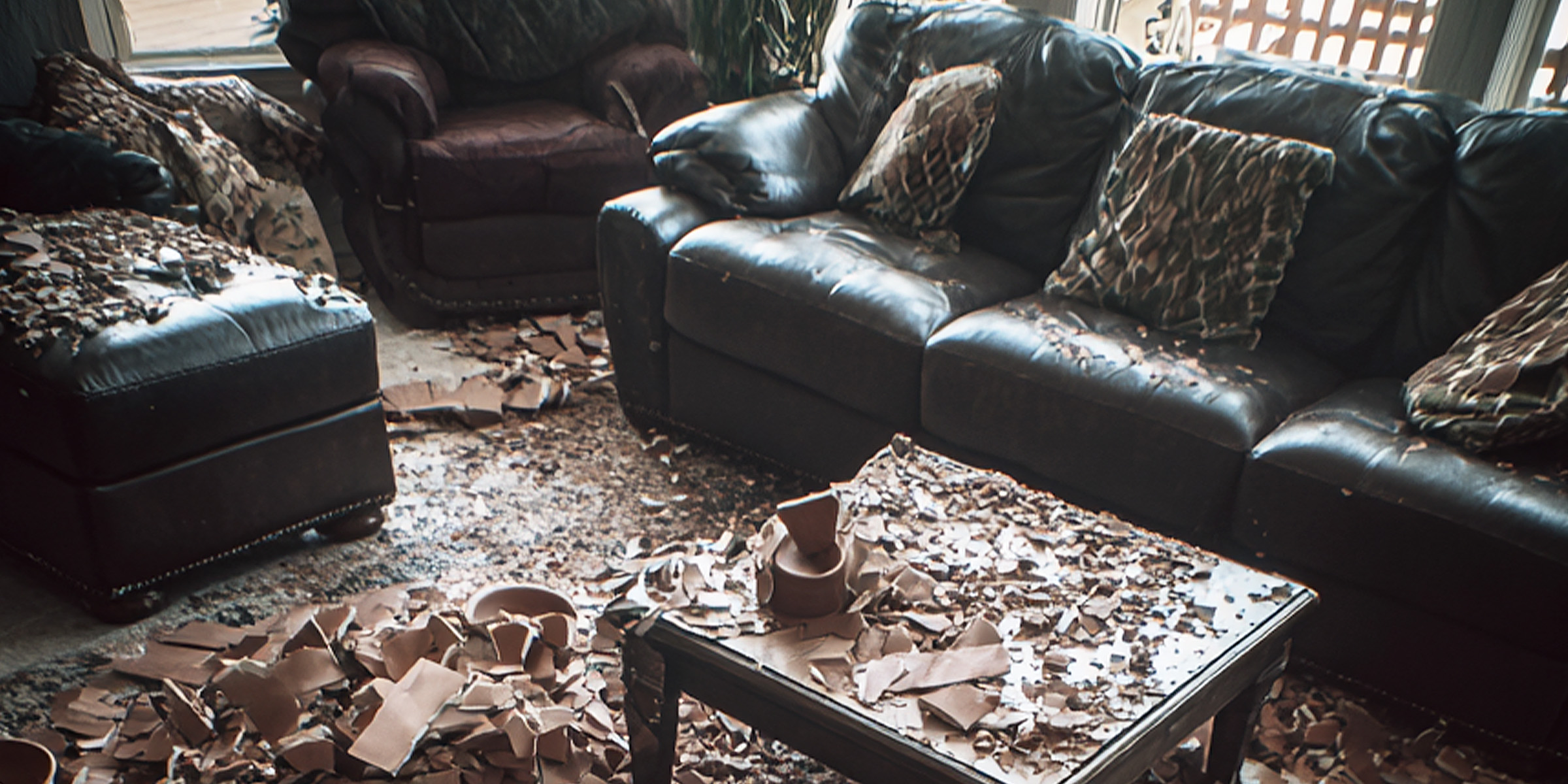 Shards of broken pottery pieces in a room | Source: AmoMama