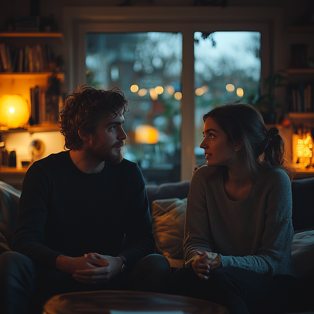 A couple talking at night | Source: Midjourney