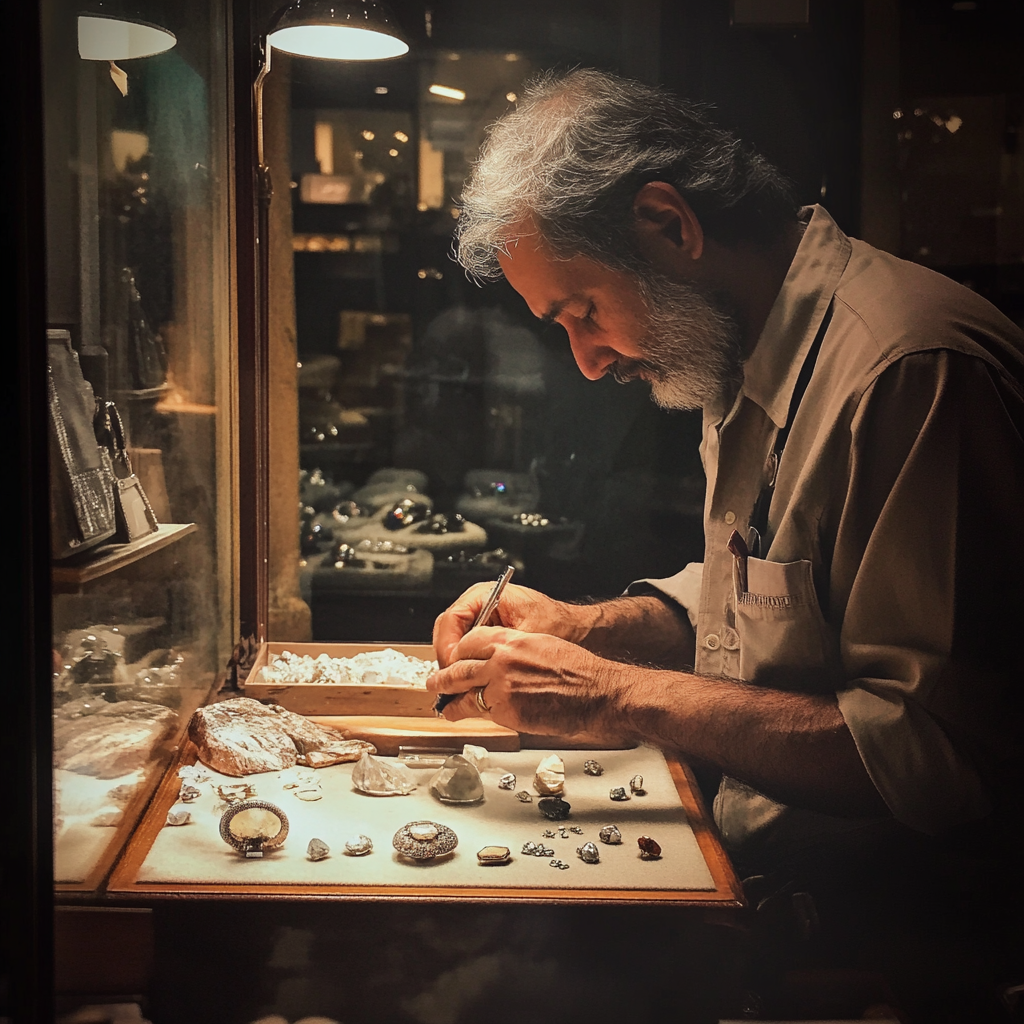 A jeweler appraising stones | Source: Midjourney