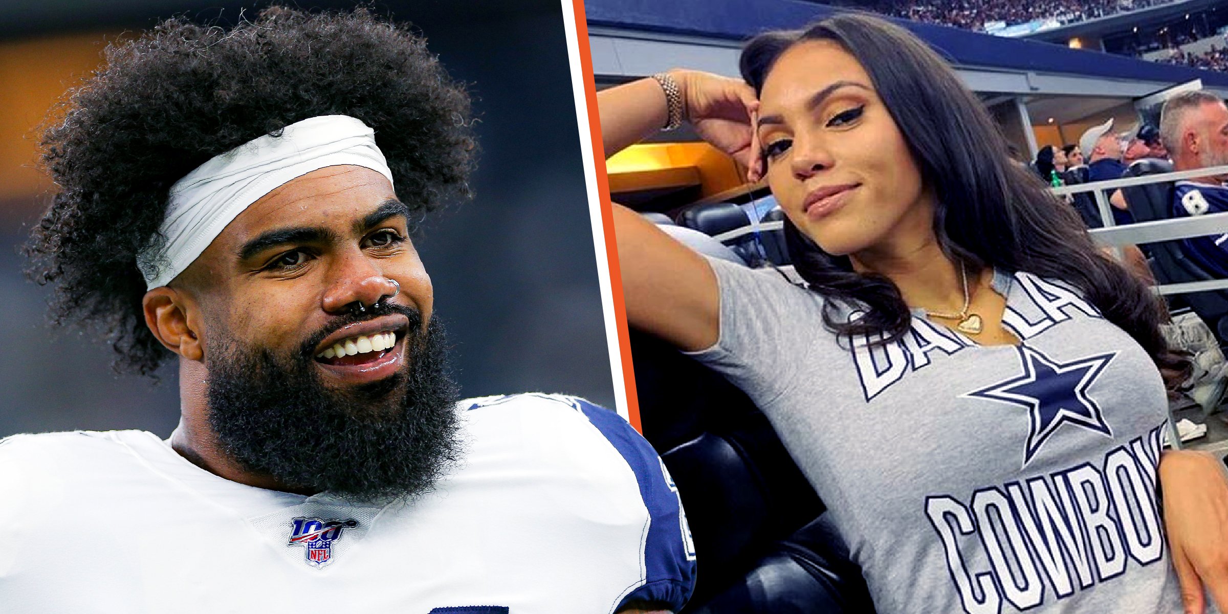 Ezekiel Elliot | Halle Woodward | Source: Instagram.com/the_real_mz_elliott | Getty Images