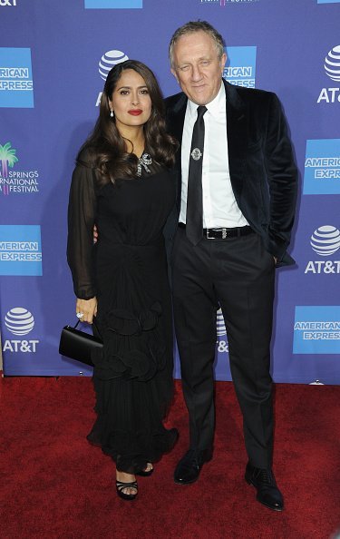 Salma Hayek and husband Francois Henri Pinault at Palm Springs Convention Center on January 2, 2020 in Palm Springs, California. | Photo: Getty Images