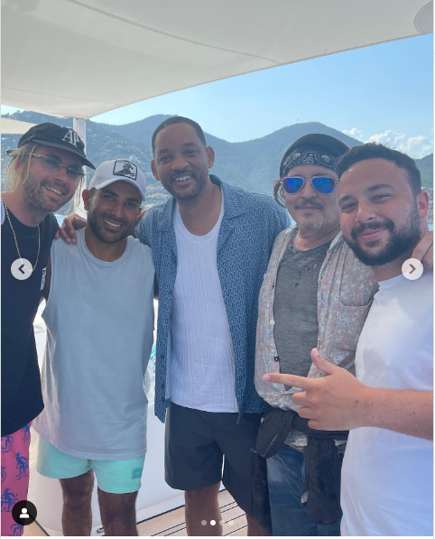 Johnny Depp, Will Smith and other celebrities on yacht in Italy, dated July 17, 2024 | Source: Instagram/ahmedsaadofficial