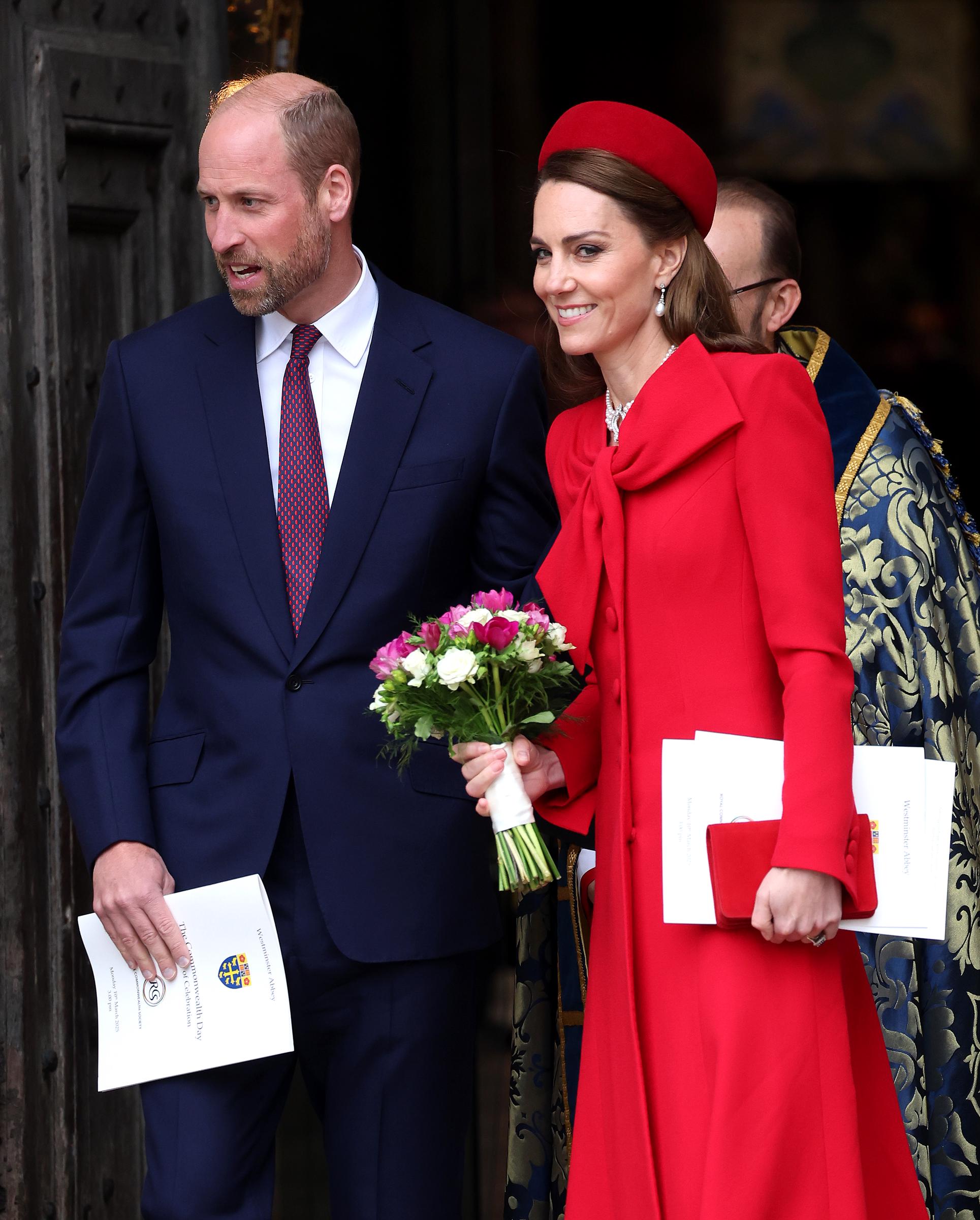 Catherine, Princess of Wales, and Prince William, Prince of Wales depart the Commonwealth Day Service at Westminster Abbey on March 10, 2025, in London, England | Source: Getty Images