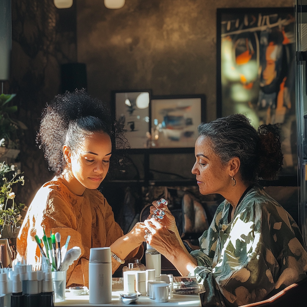 A woman getting her nails done | Source: Midjourney